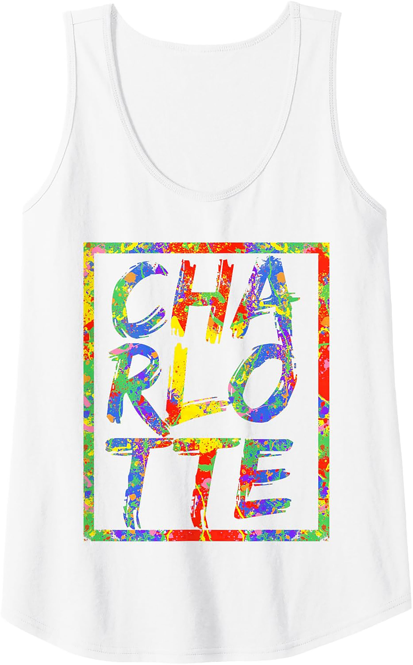  Charlotte Graphic Tank Top Colorful Paint Splatter Tank