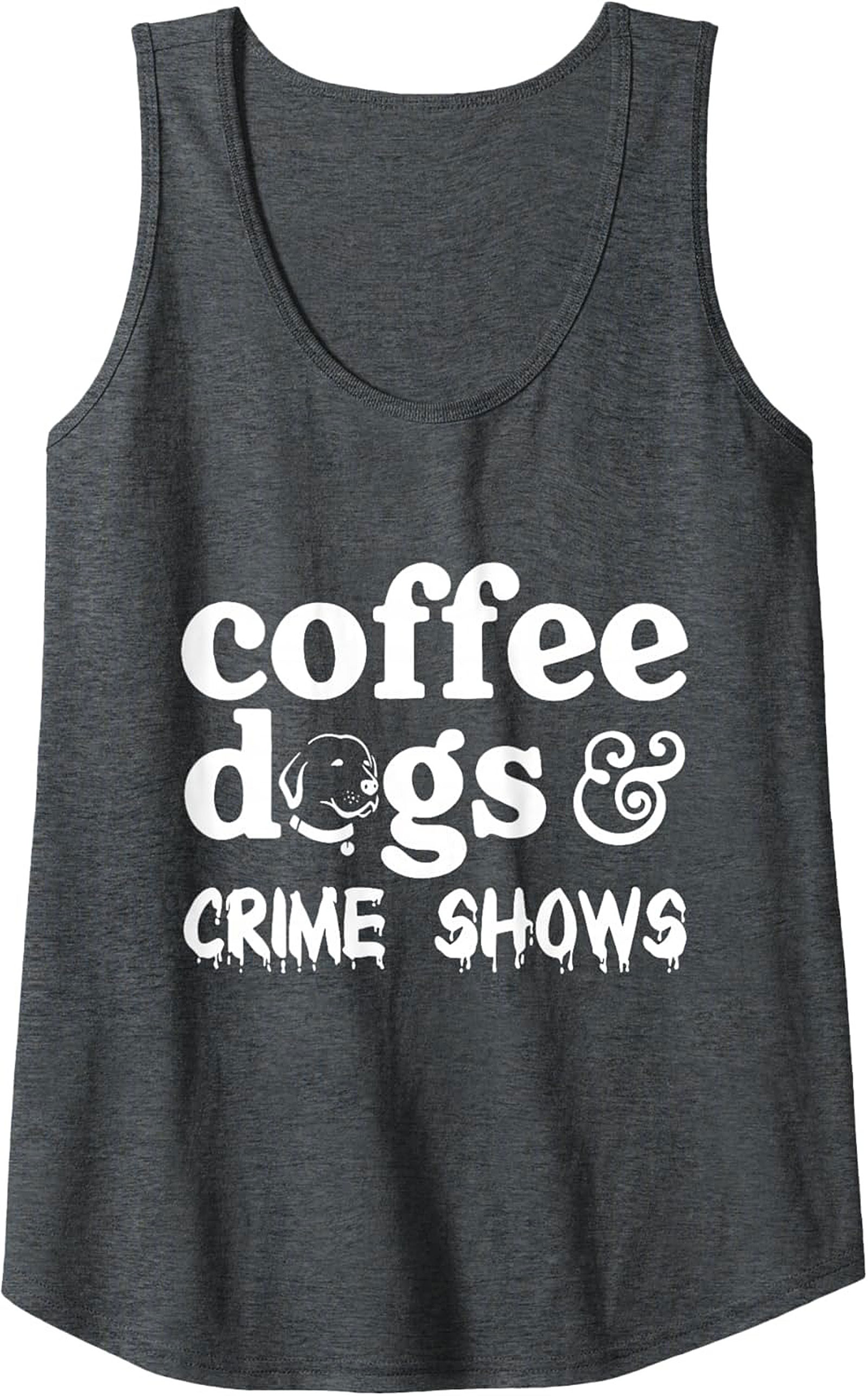 Coffee Dogs & Crime Shows Tank Top | Fun Graphic Summer Wear