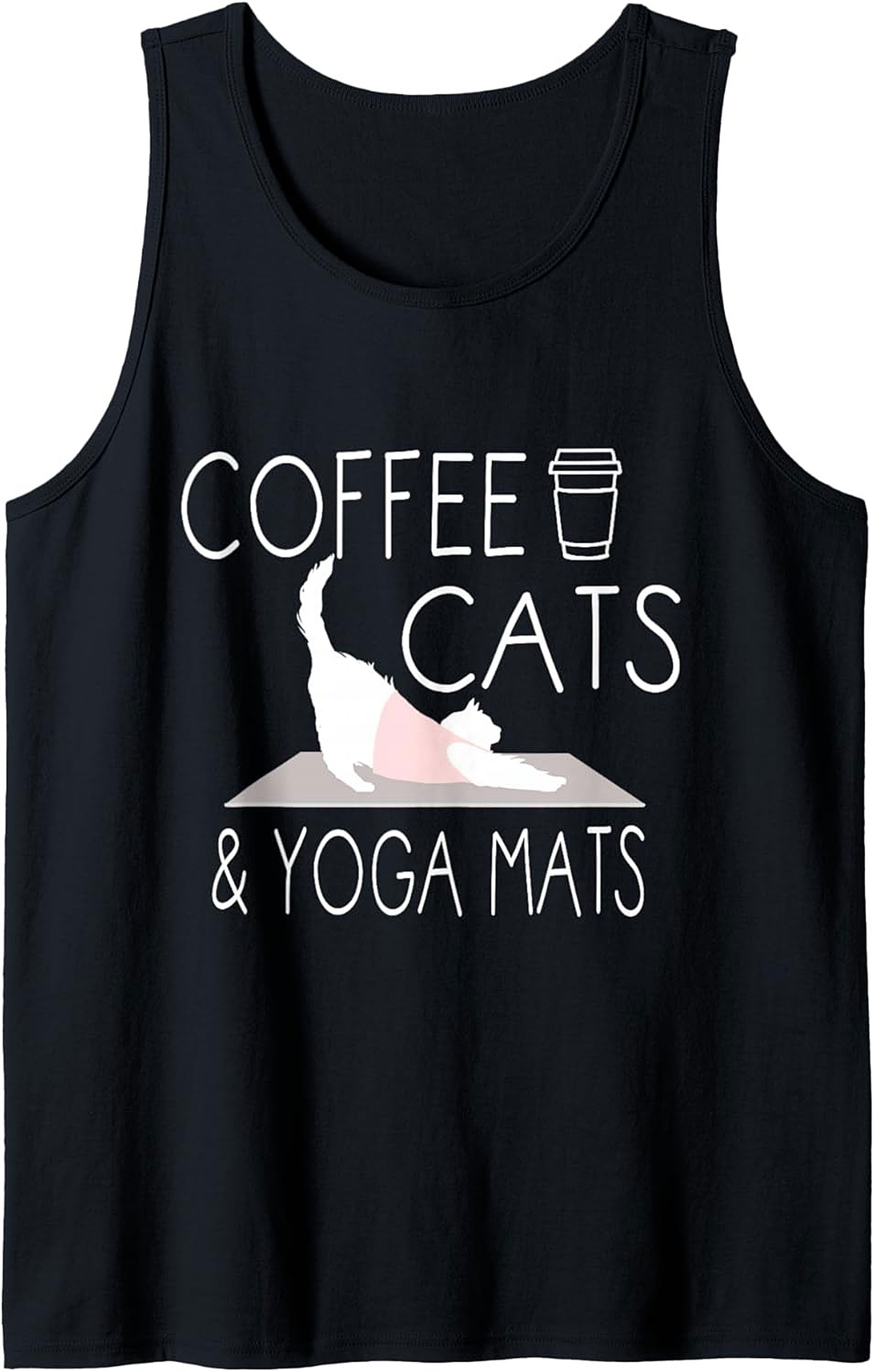 Coffee Cats & Yoga Mats Tank Top Breathable Cotton Gym Wear