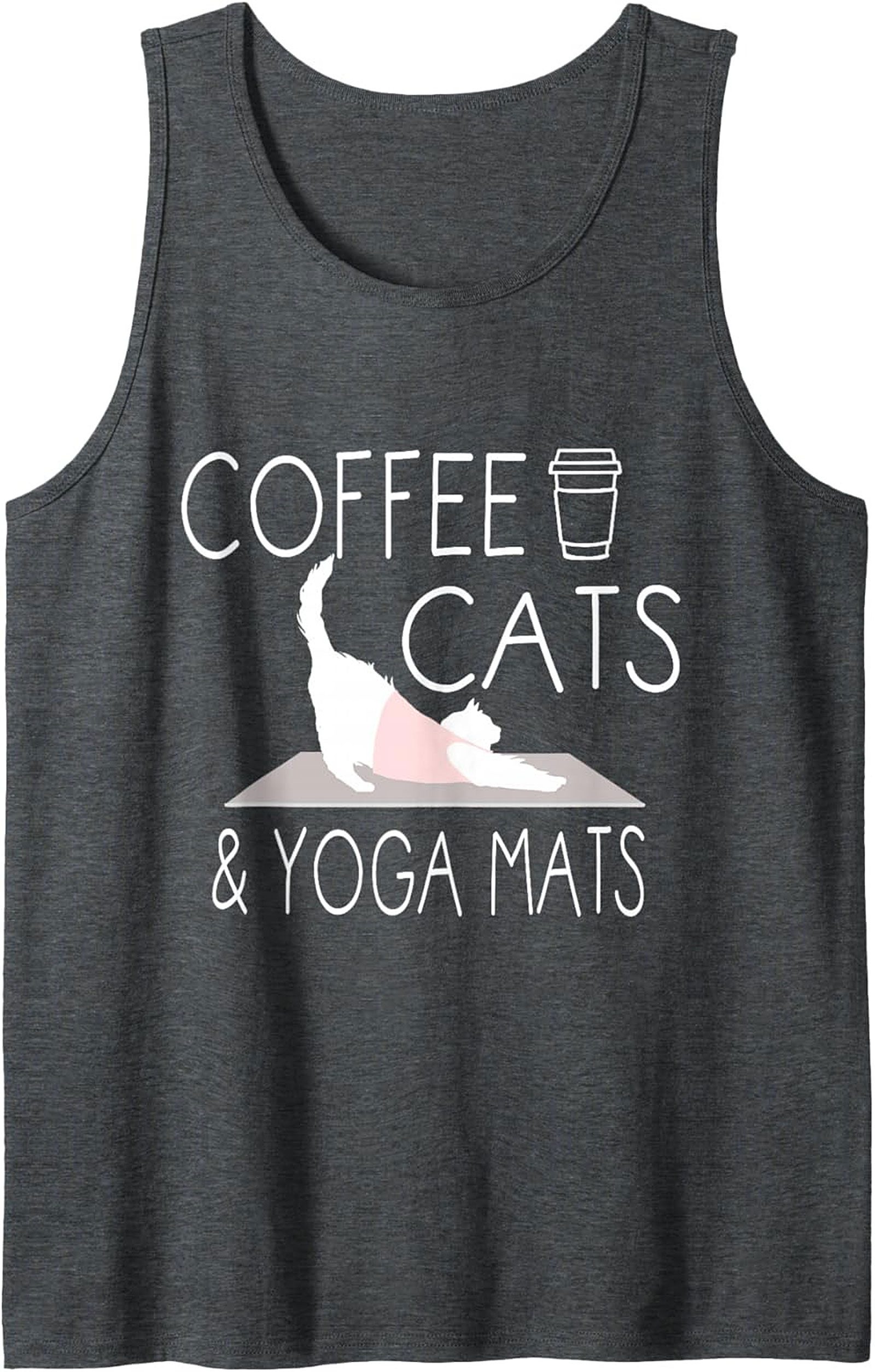 Coffee Cats & Yoga Mats Tank Top Breathable Cotton Gym Wear