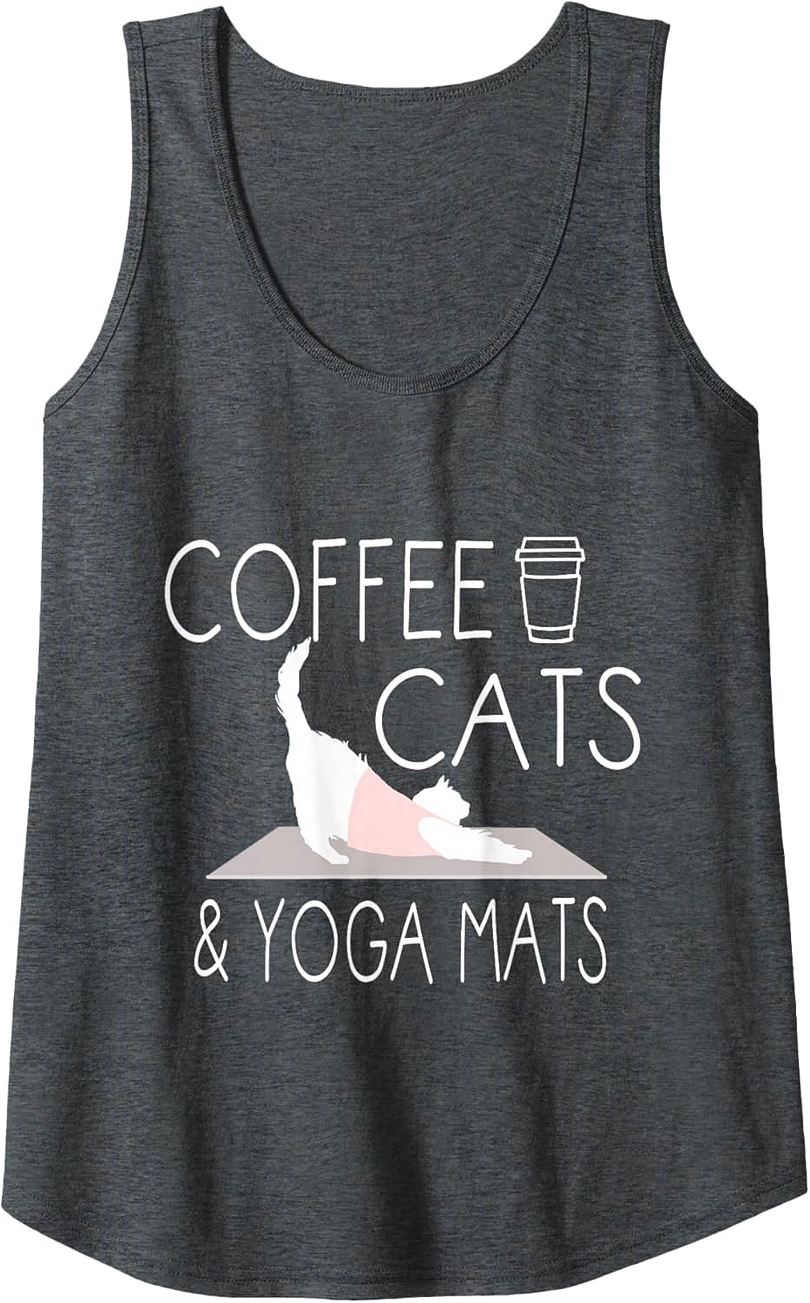Coffee Cats & Yoga Mats Tank Top Breathable Cotton Gym Wear