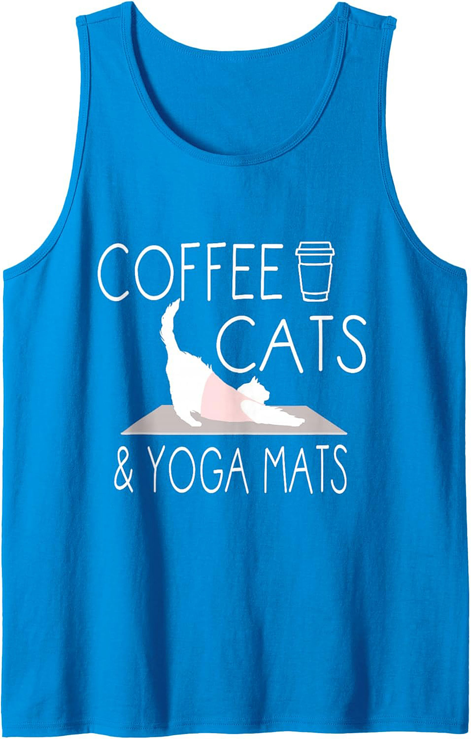 Coffee Cats & Yoga Mats Tank Top Breathable Cotton Gym Wear