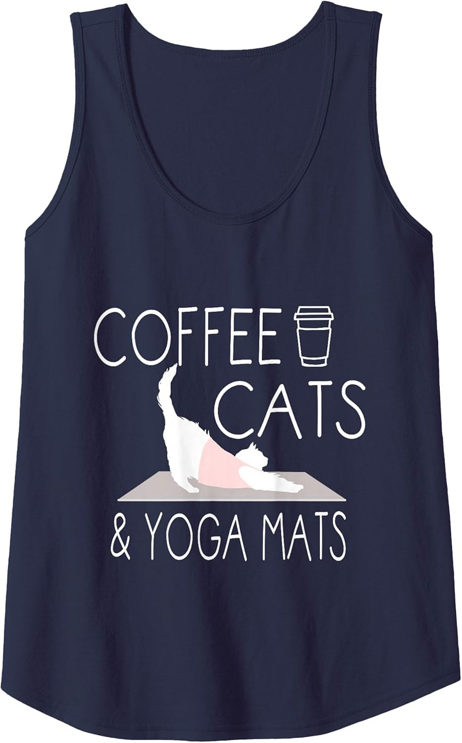 Coffee Cats & Yoga Mats Tank Top Breathable Cotton Gym Wear