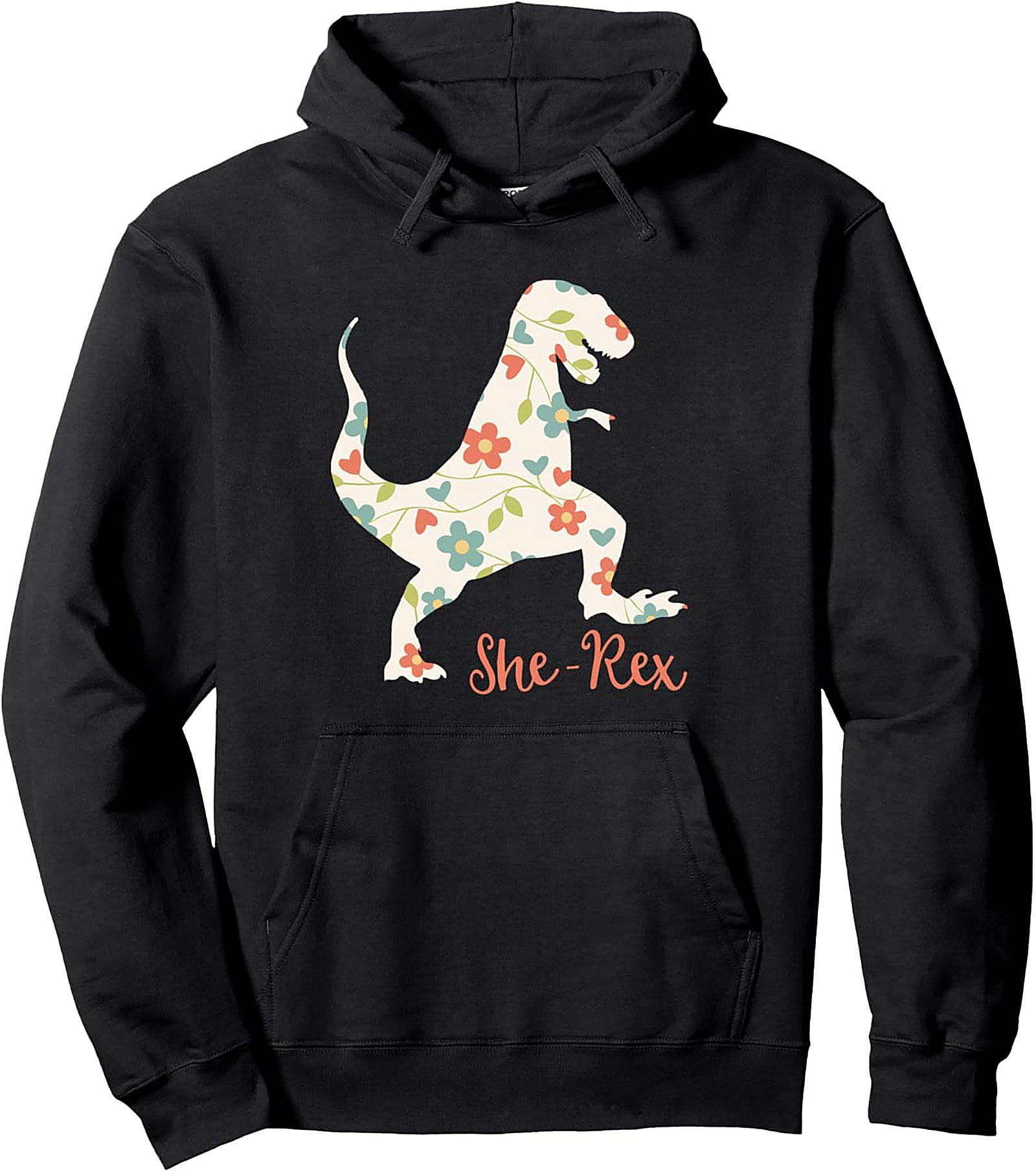 She-Rex Hoodie Floral Dinosaur Pullover for Women