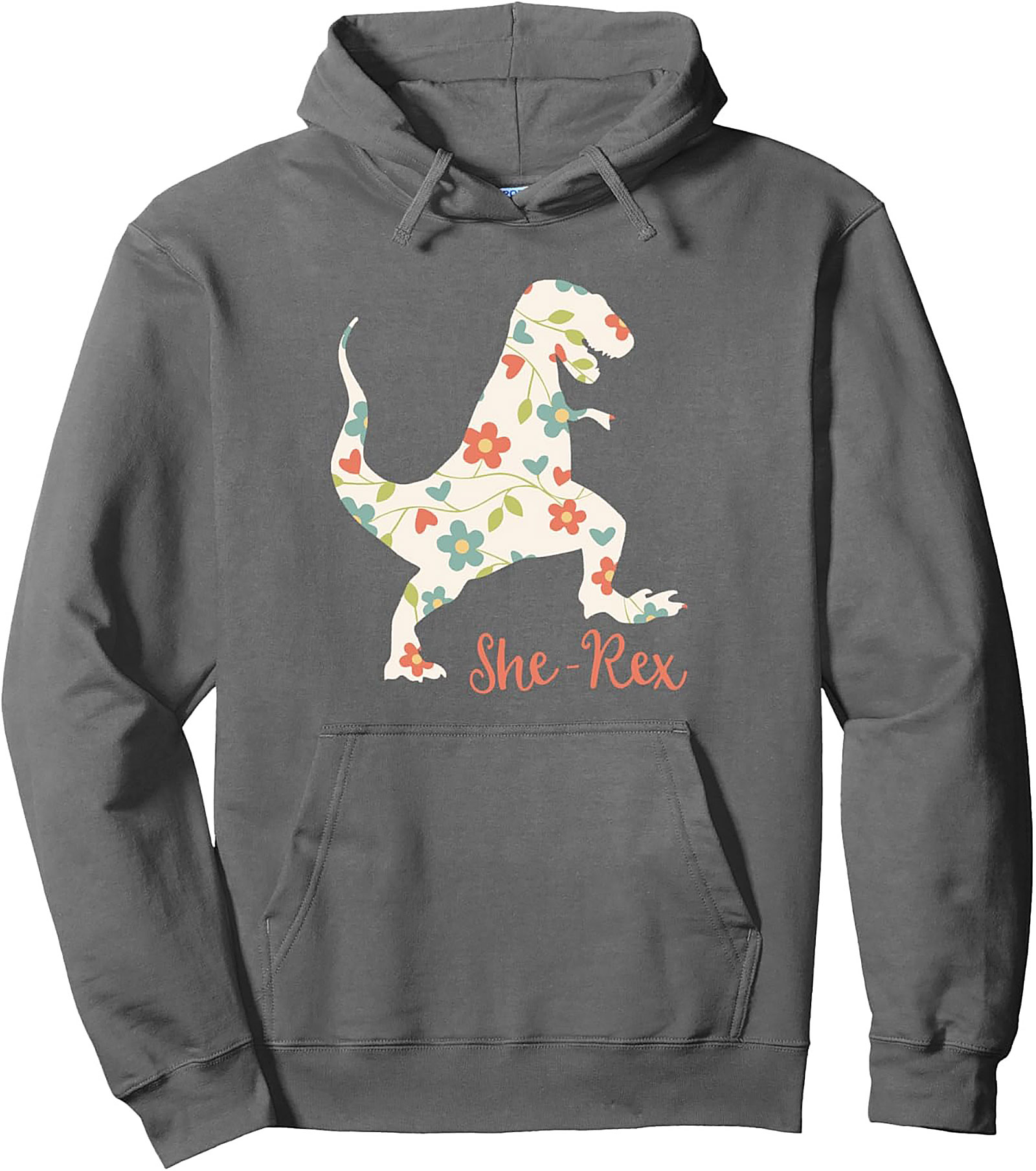 She-Rex Hoodie Floral Dinosaur Pullover for Women