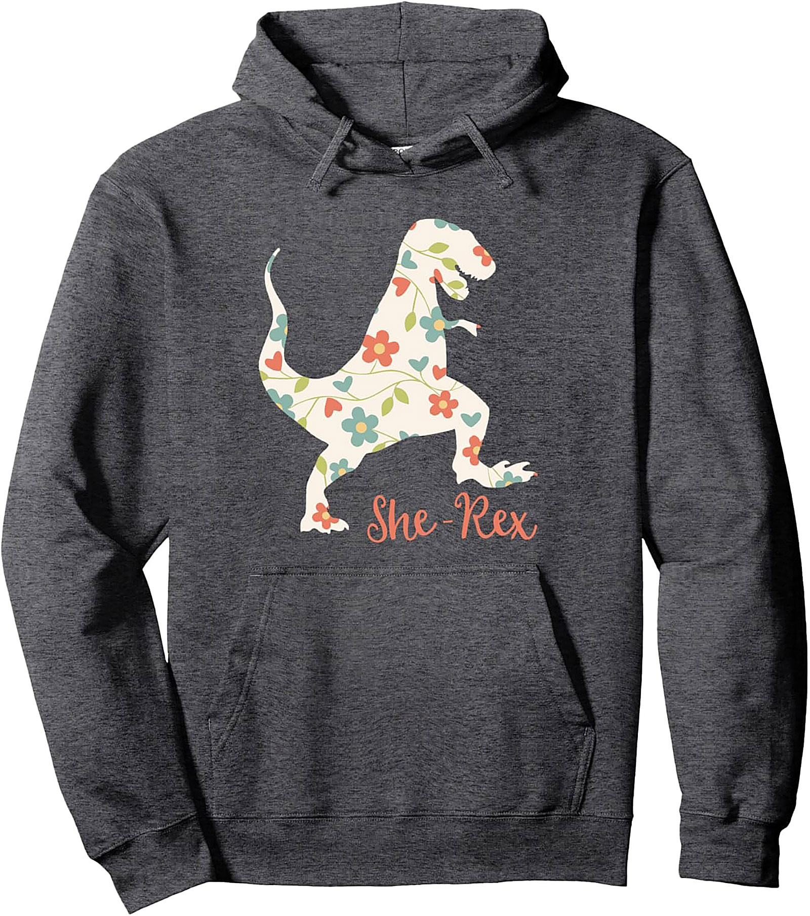 She-Rex Hoodie Floral Dinosaur Pullover for Women