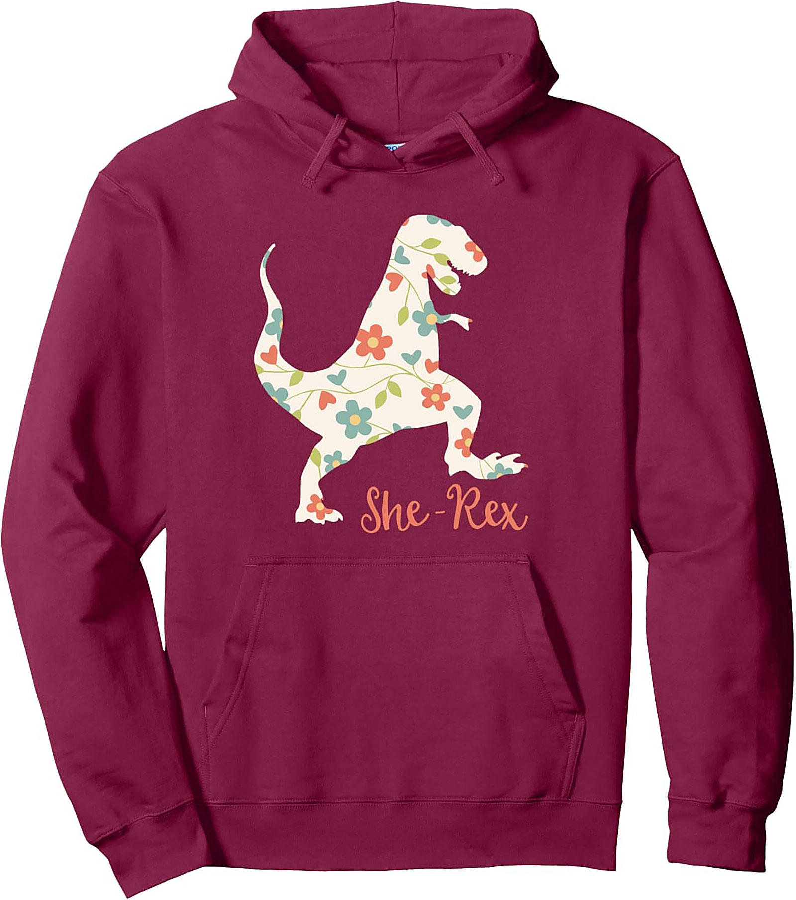 She-Rex Hoodie Floral Dinosaur Pullover for Women