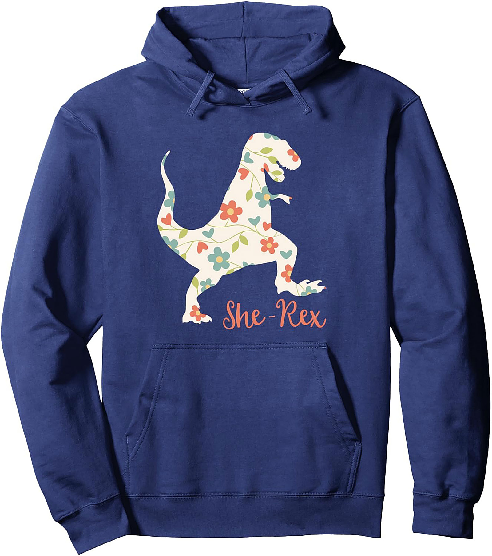 She-Rex Hoodie Floral Dinosaur Pullover for Women