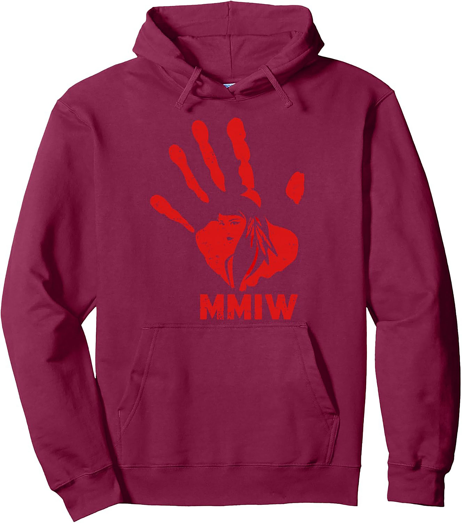  MMIW Awareness Hoodie Red Handprint Graphic Pullover