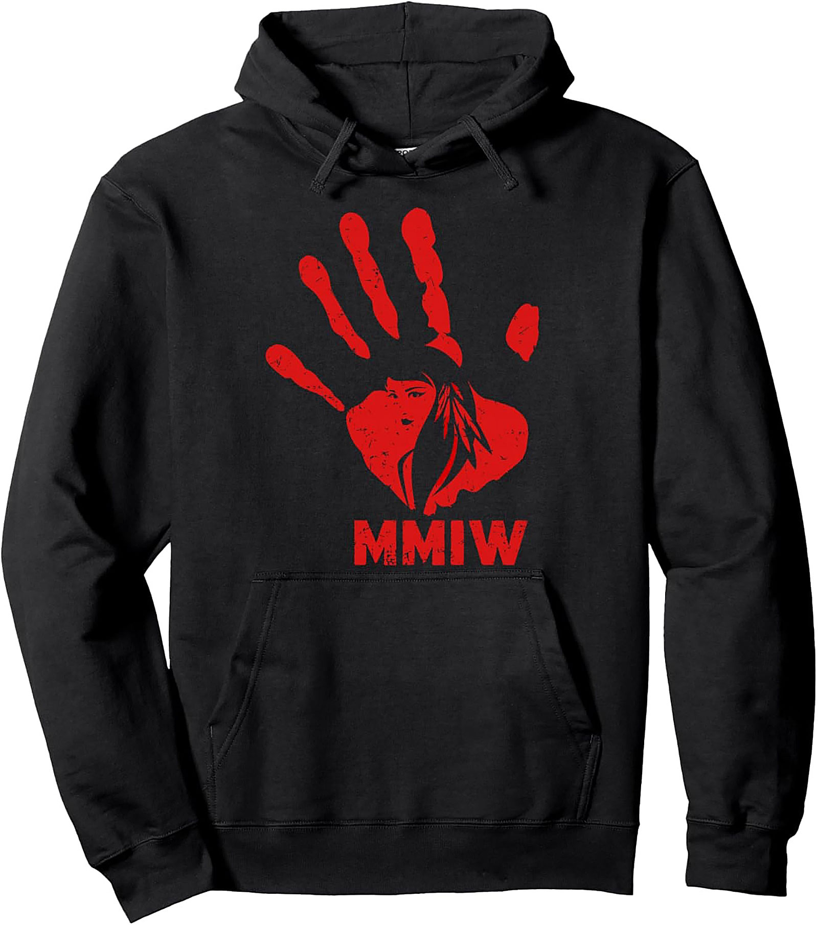 MMIW Awareness Hoodie Red Handprint Graphic Pullover