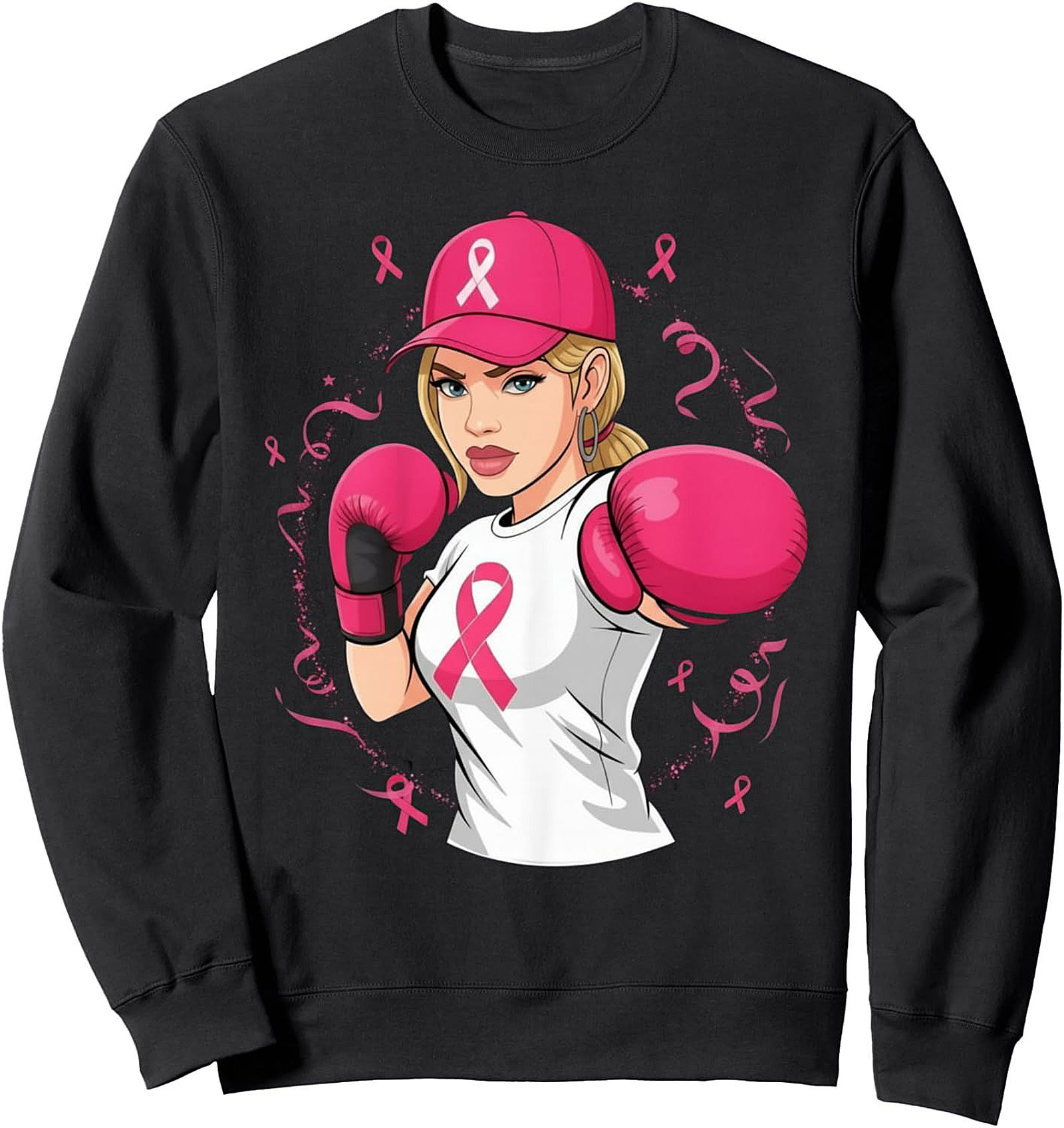 Pink Ribbon Fighter Breast Cancer Awareness Sweatshirt