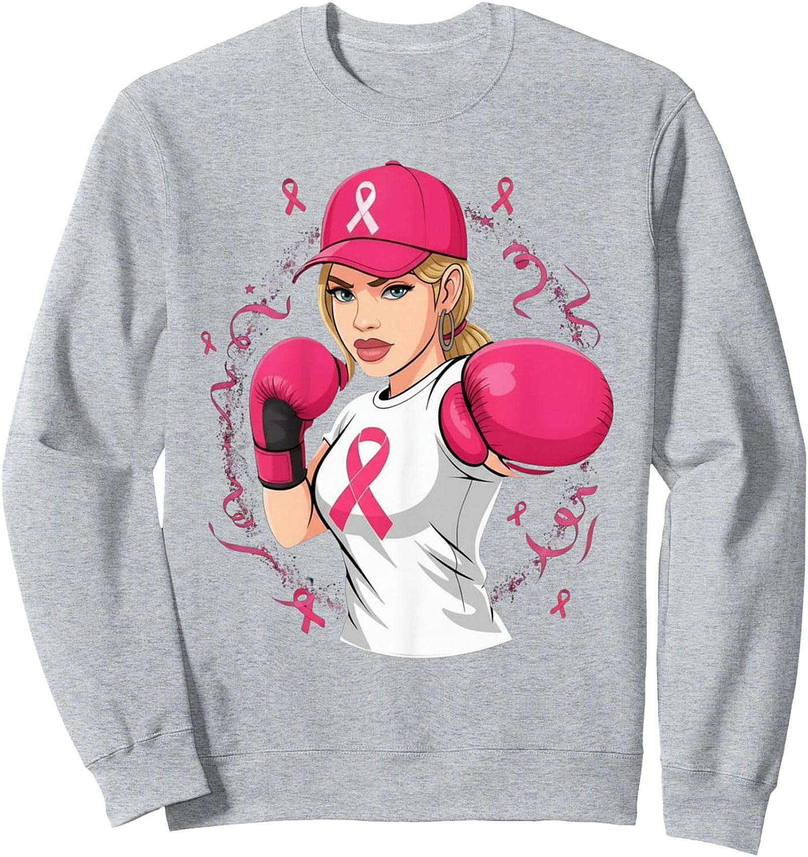  Pink Ribbon Fighter Breast Cancer Awareness Sweatshirt