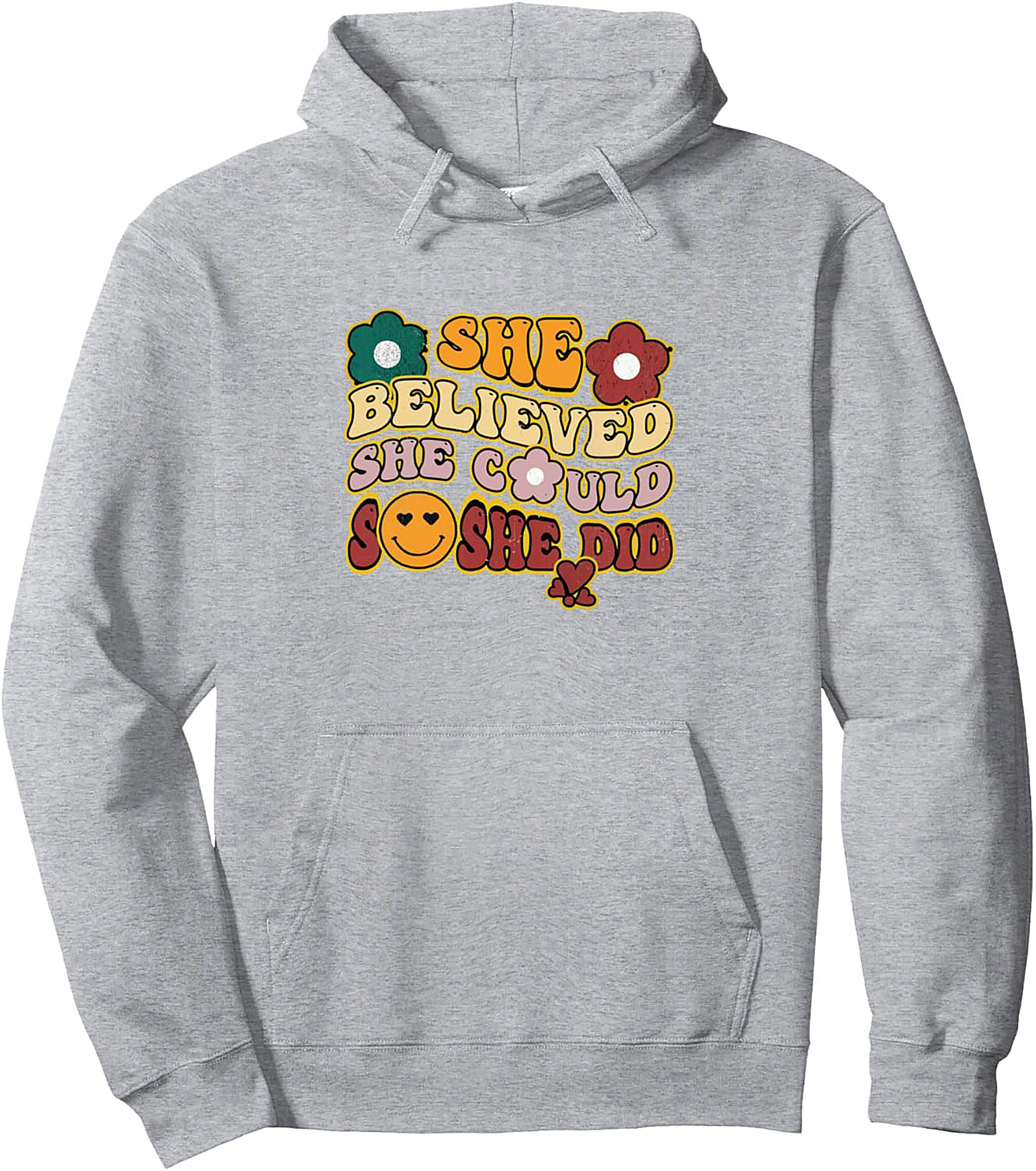 She Believed She Could So She Did Retro Graphic Hoodie