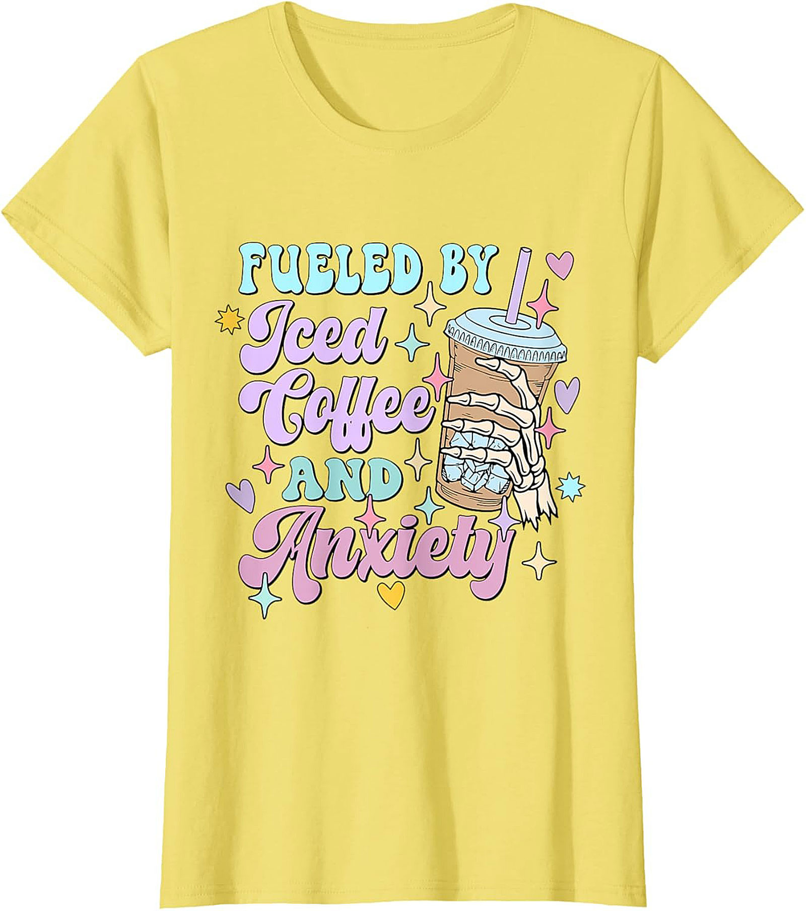 Fueled by Iced Coffee and Anxiety T-shirt Funny Graphic Tee