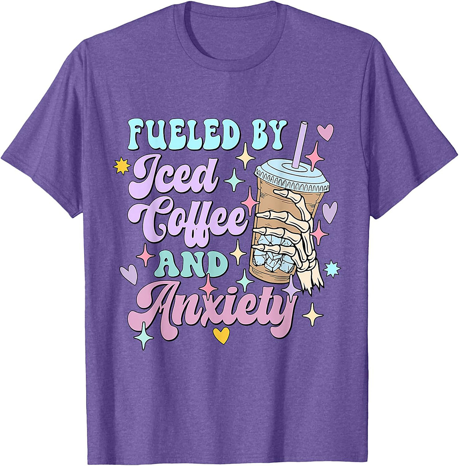 Fueled by Iced Coffee and Anxiety T-shirt Funny Graphic Tee
