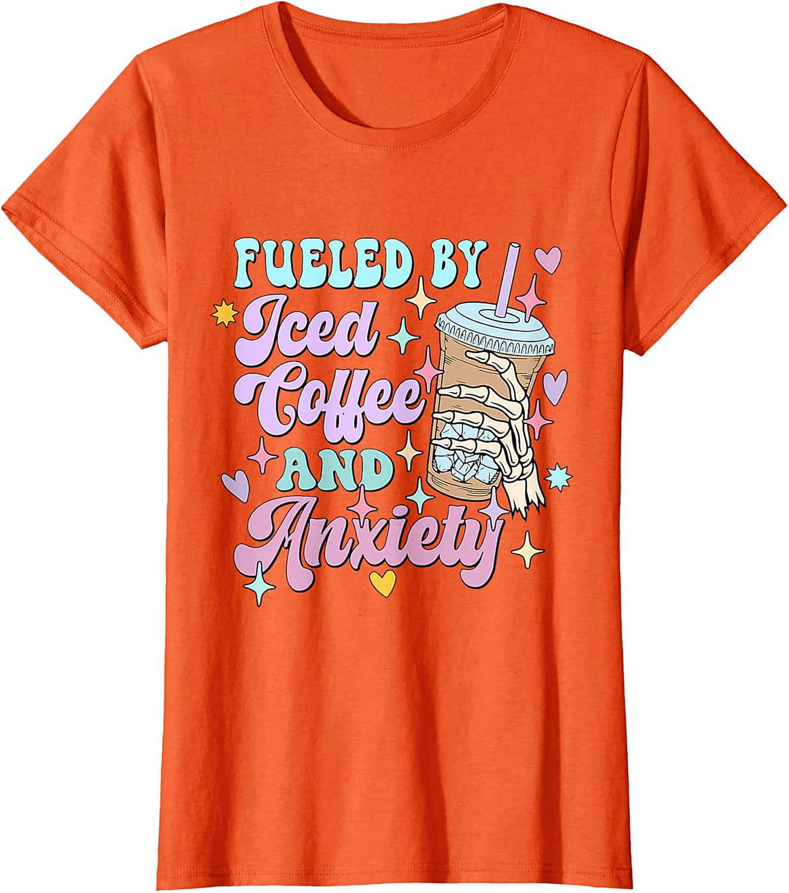 Fueled by Iced Coffee and Anxiety T-shirt Funny Graphic Tee