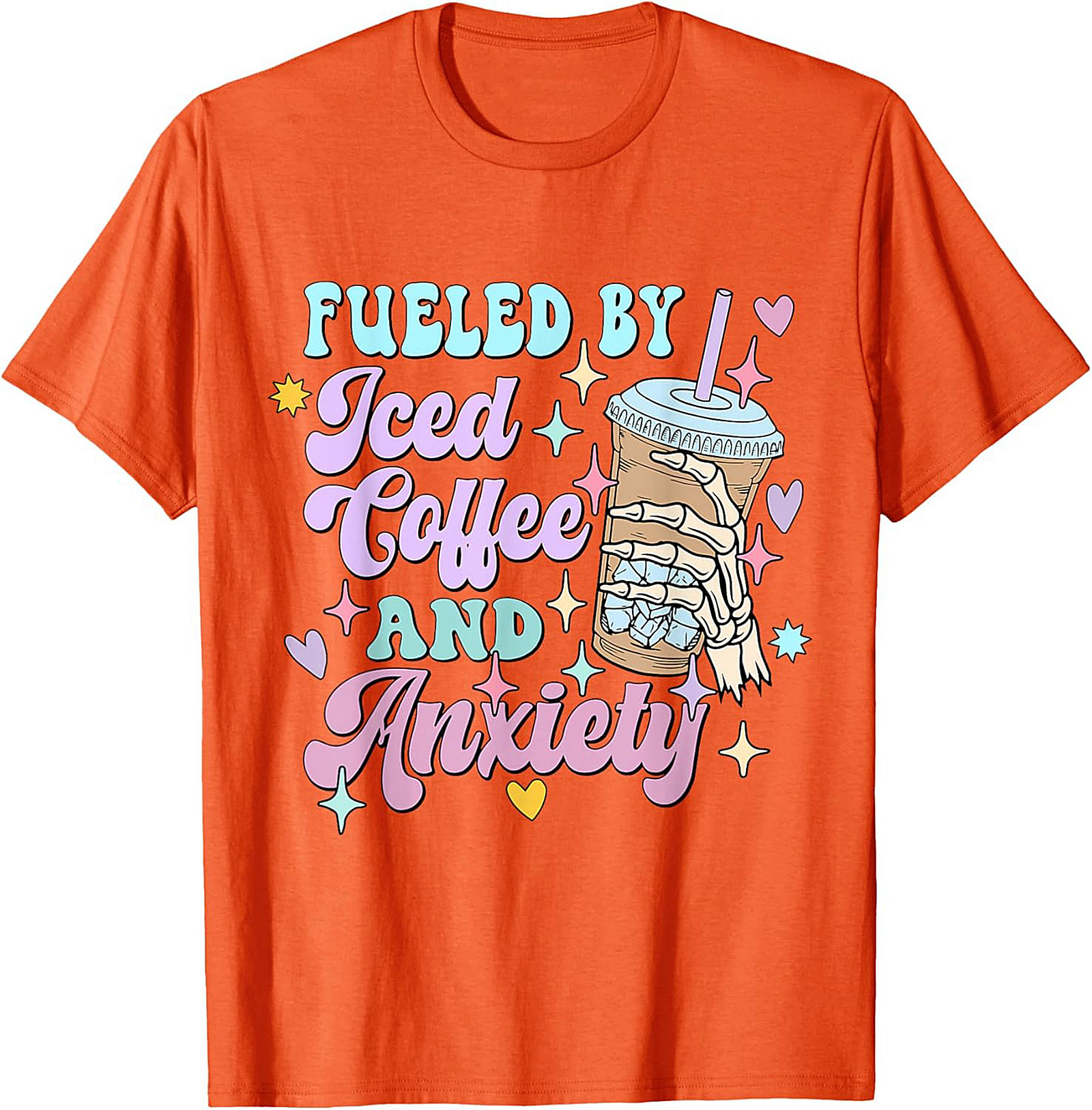 Fueled by Iced Coffee and Anxiety T-shirt Funny Graphic Tee