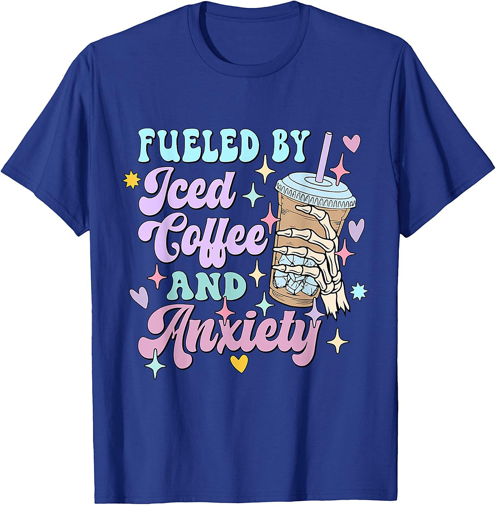 Fueled by Iced Coffee and Anxiety T-shirt Funny Graphic Tee