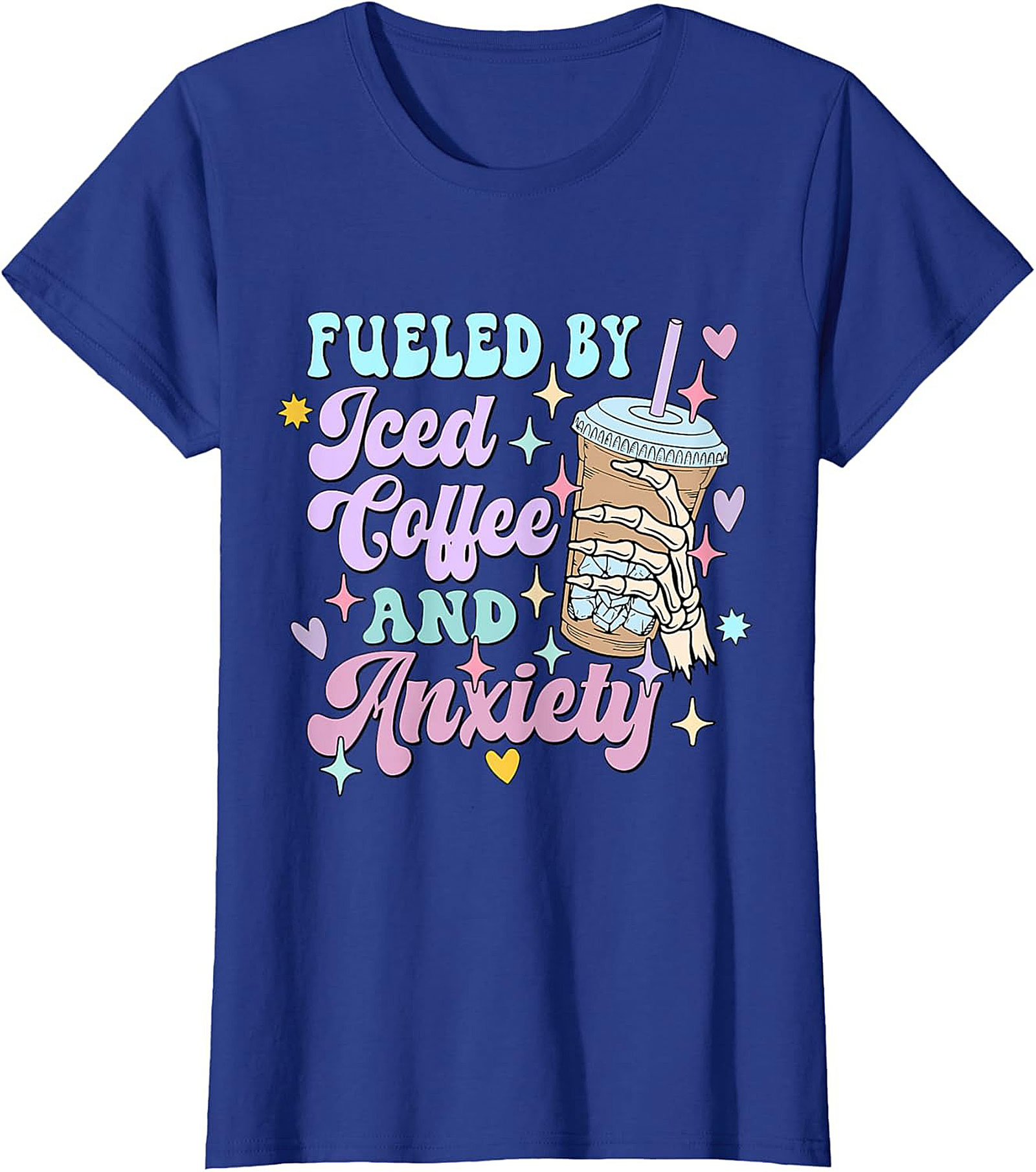 Fueled by Iced Coffee and Anxiety T-shirt Funny Graphic Tee