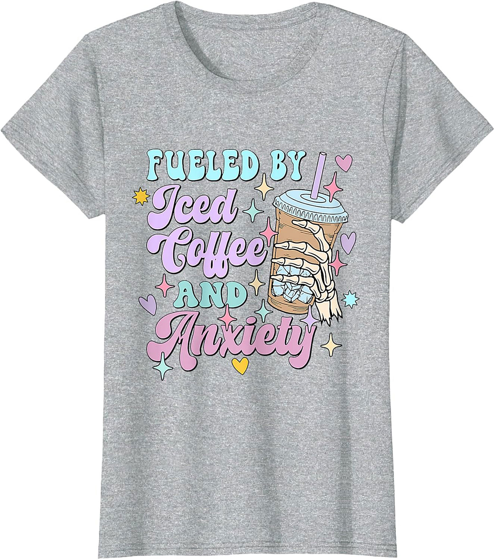 Fueled by Iced Coffee and Anxiety T-shirt Funny Graphic Tee