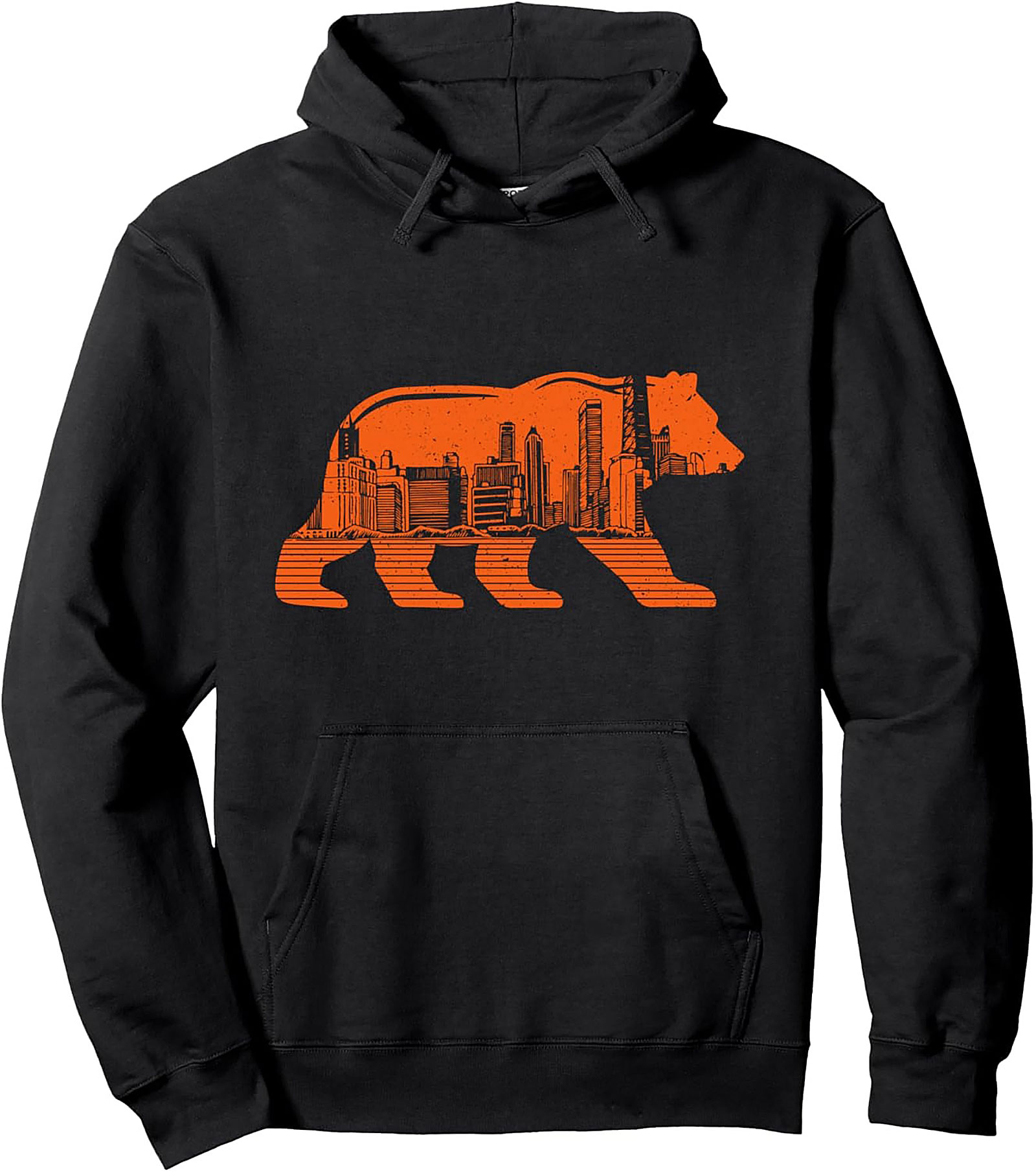 Chicago Skyline Bear Hoodie Urban Streetwear Pullover