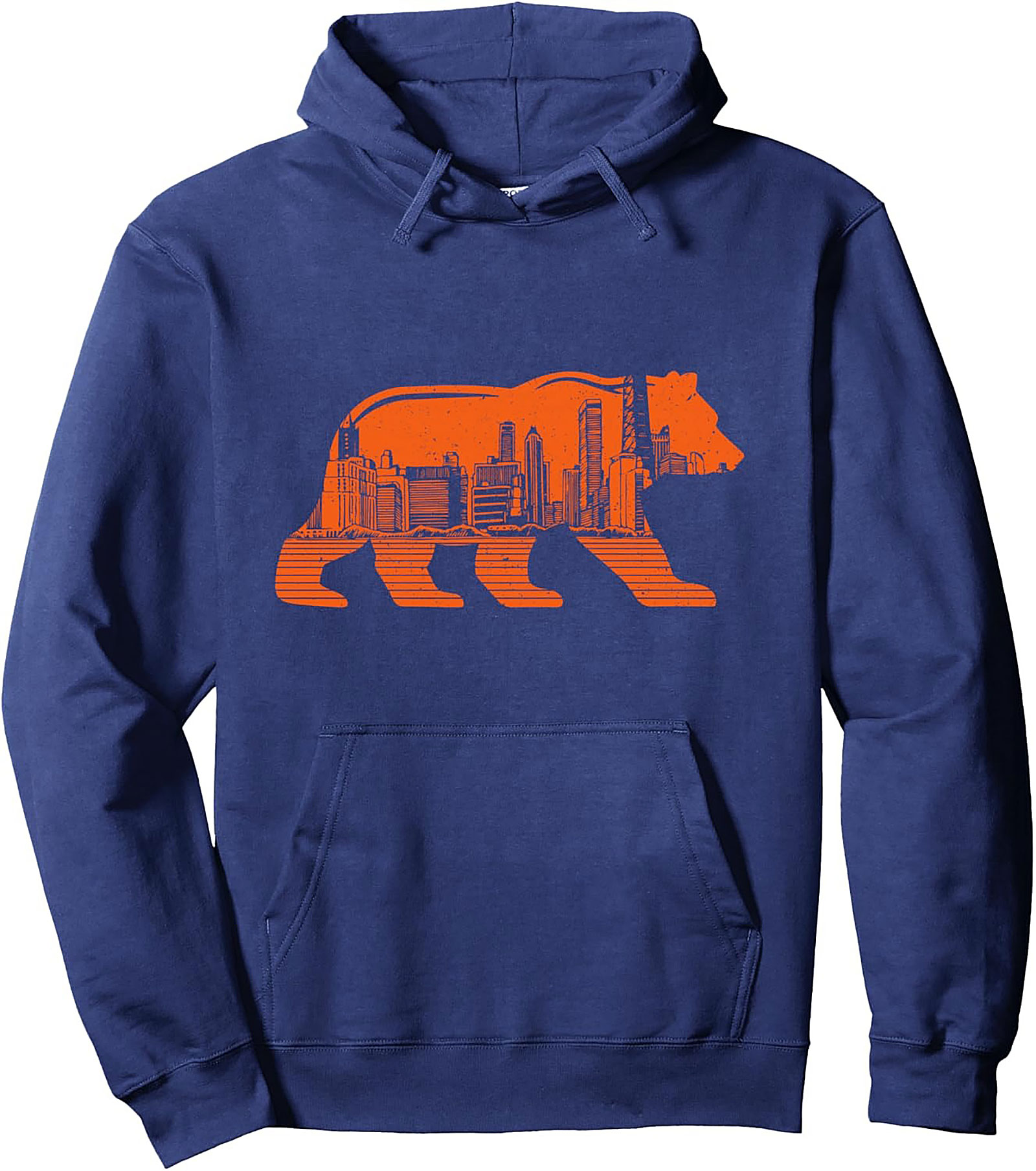 Chicago Skyline Bear Hoodie Urban Streetwear Pullover