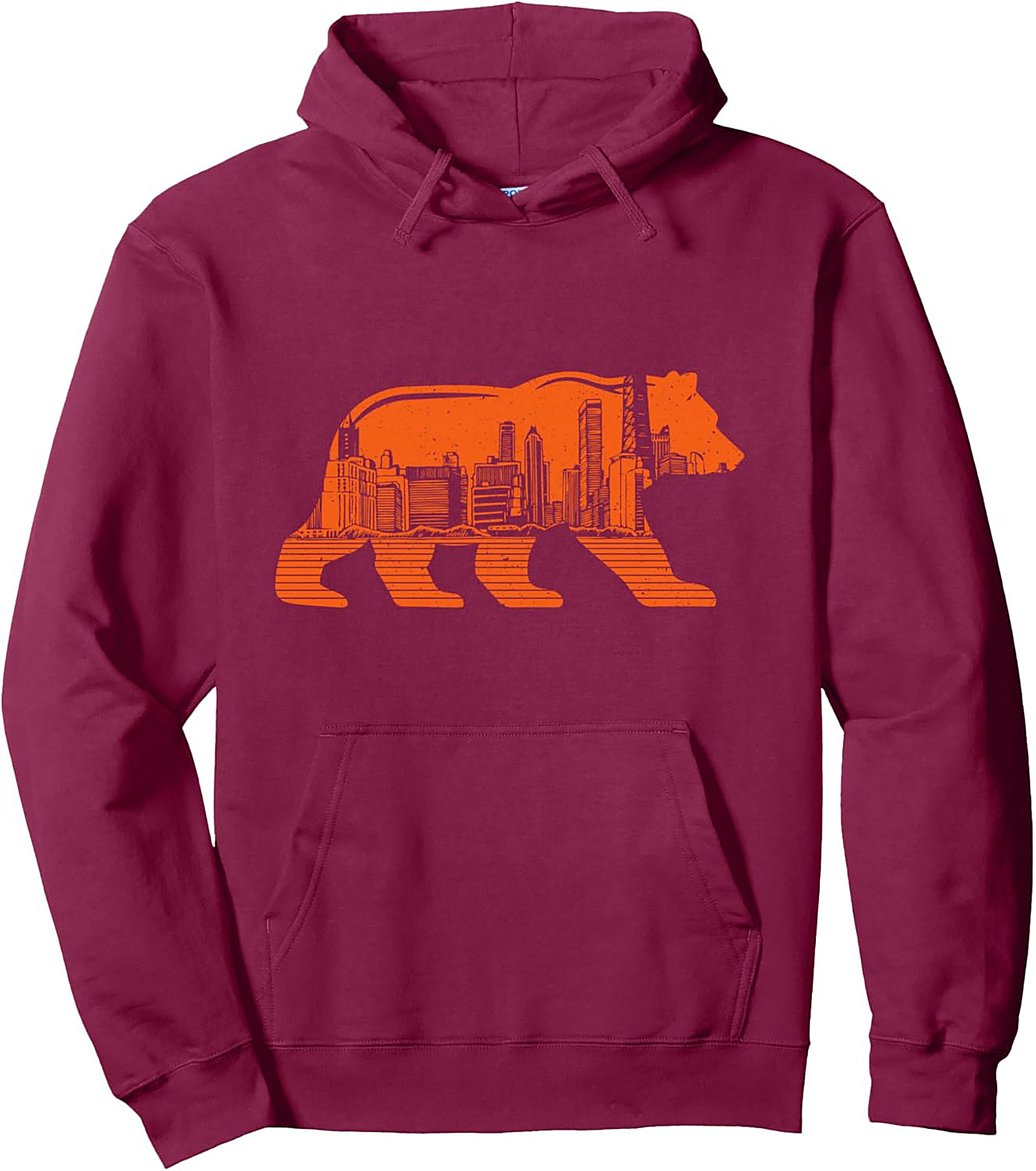 Chicago Skyline Bear Hoodie Urban Streetwear Pullover
