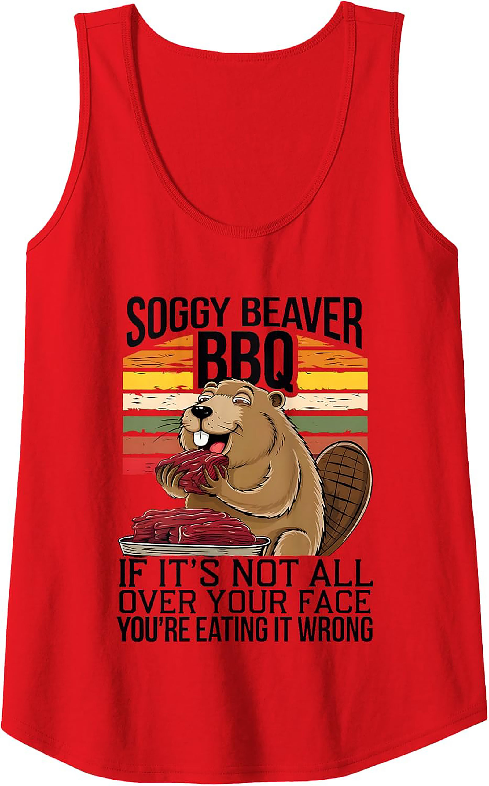 Soggy Beaver BBQ Funny Graphic Tank Top | Summer Grill Wear