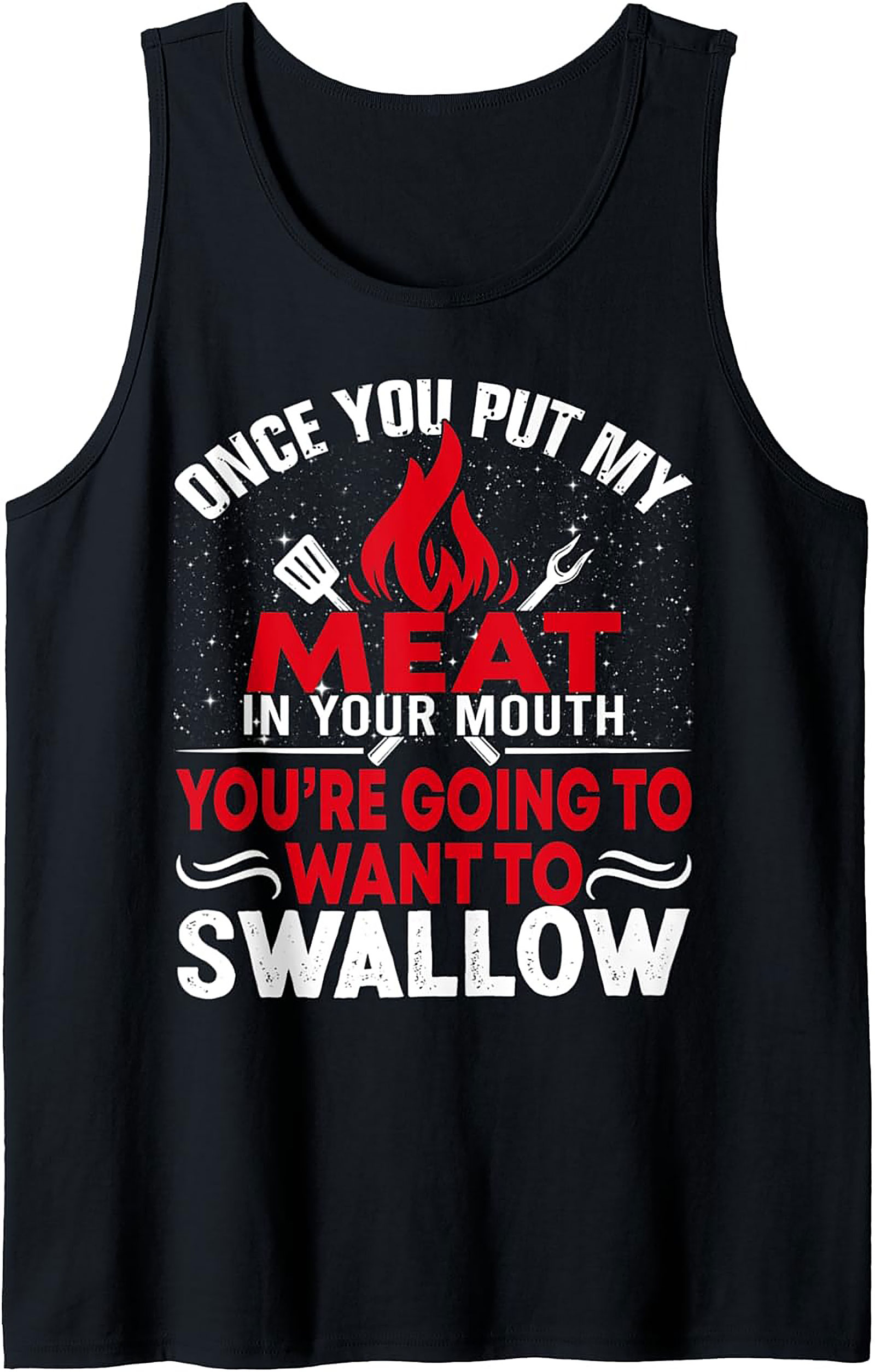 Funny BBQ Meat In Your Mouth Tank Top | Unisex Sleeveless Tee