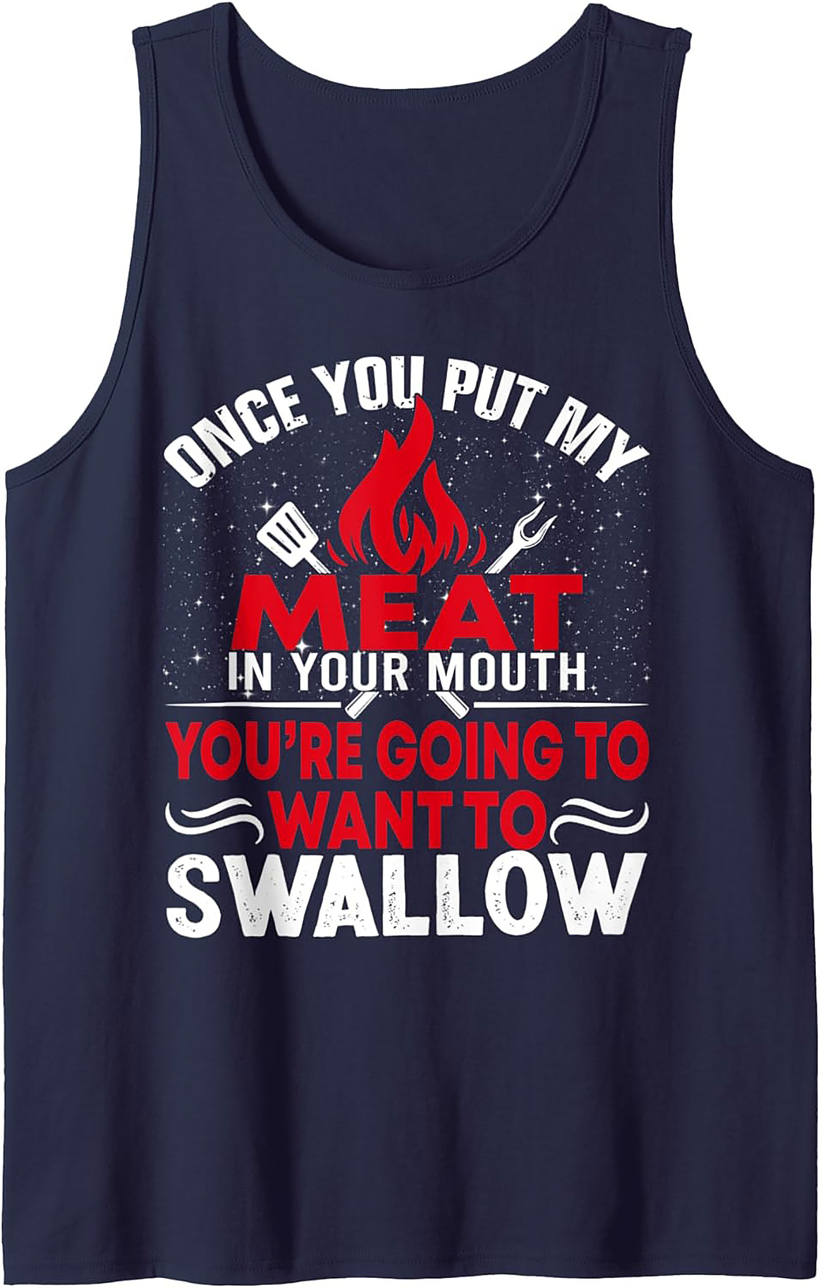 Funny BBQ Meat In Your Mouth Tank Top | Unisex Sleeveless Tee
