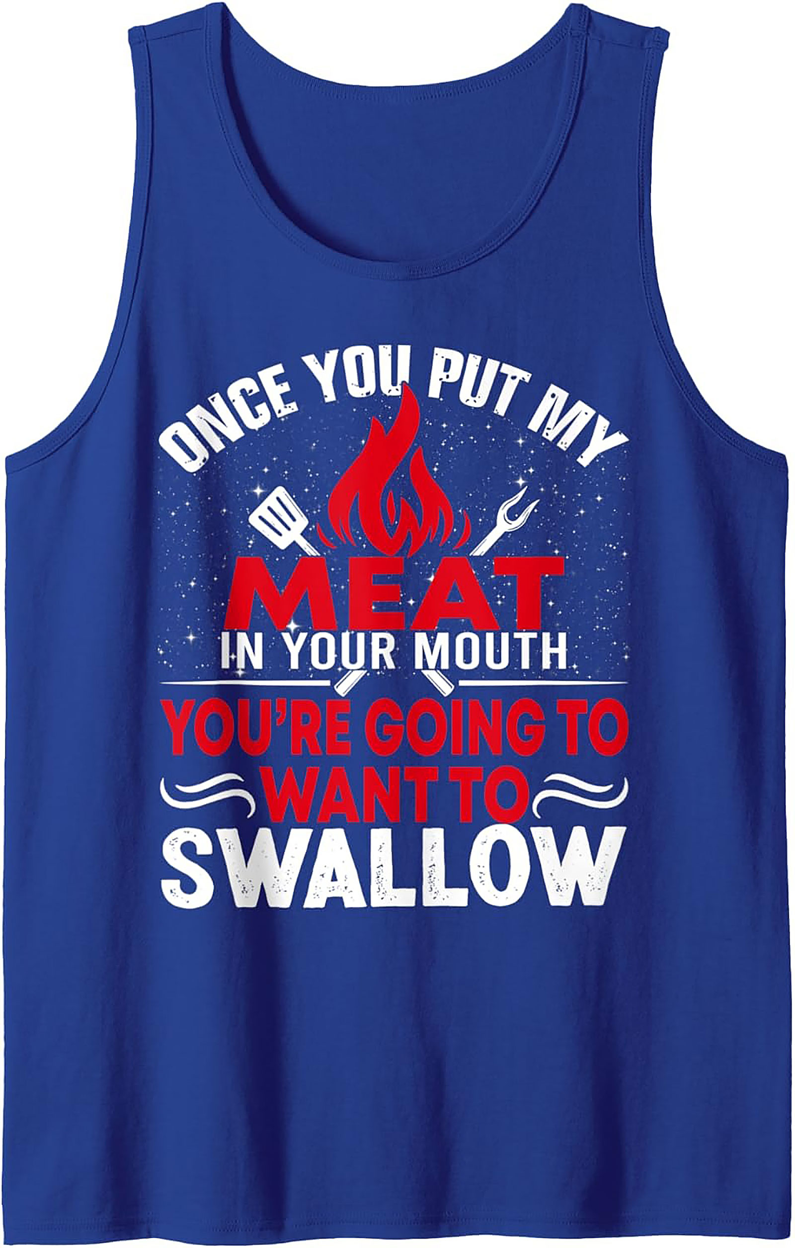 Funny BBQ Meat In Your Mouth Tank Top | Unisex Sleeveless Tee