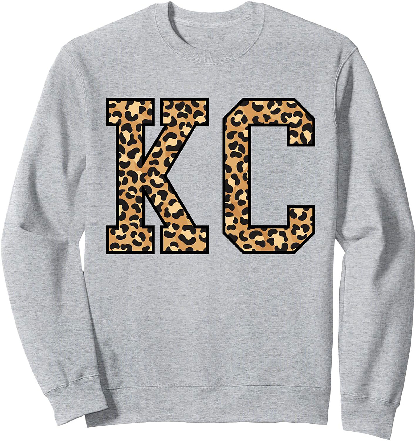 KC Leopard Print Graphic Sweatshirt Kansas City Crewneck