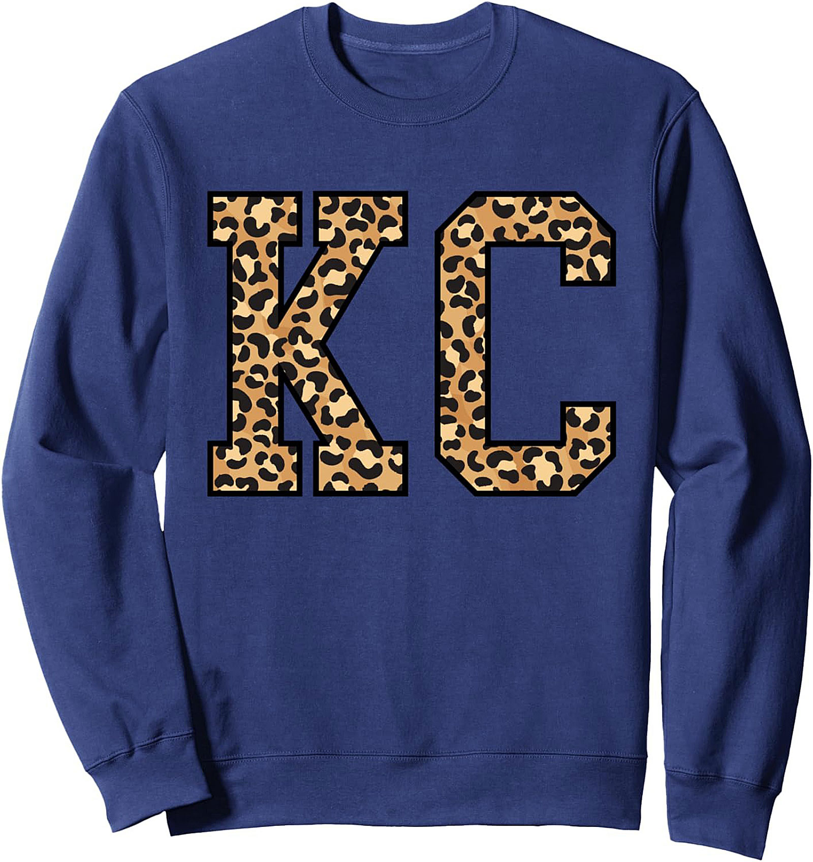 KC Leopard Print Graphic Sweatshirt Kansas City Crewneck