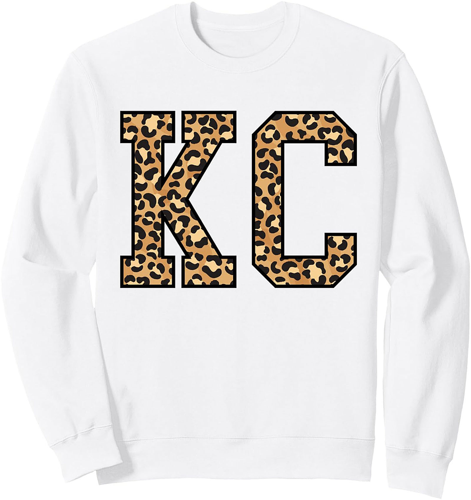 KC Leopard Print Graphic Sweatshirt Kansas City Crewneck