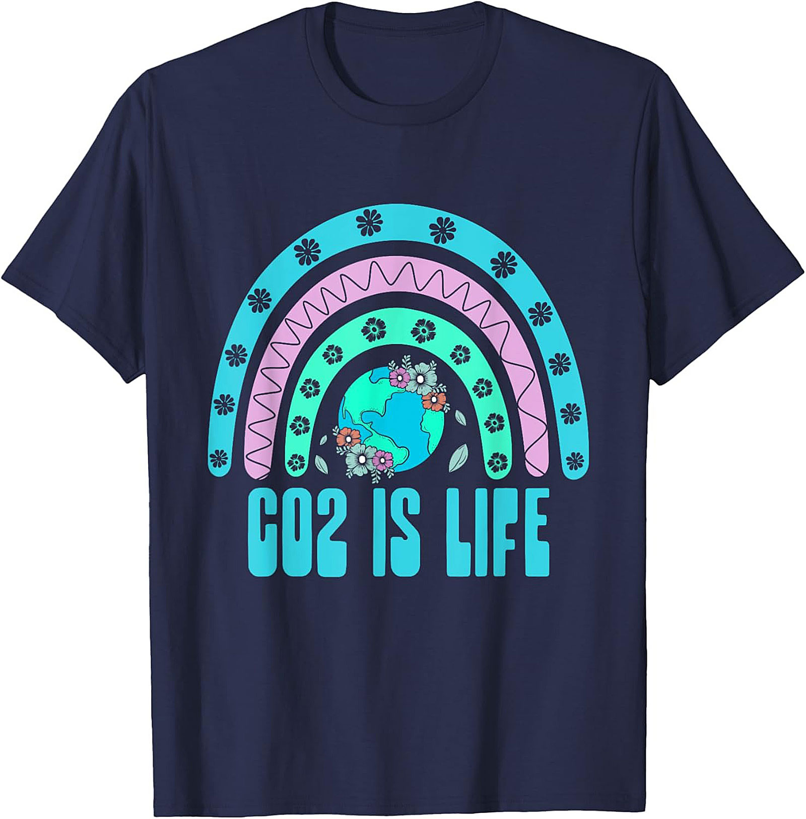 CO2 Is Life T-Shirt | Retro Earth & Rainbow Graphic Tee