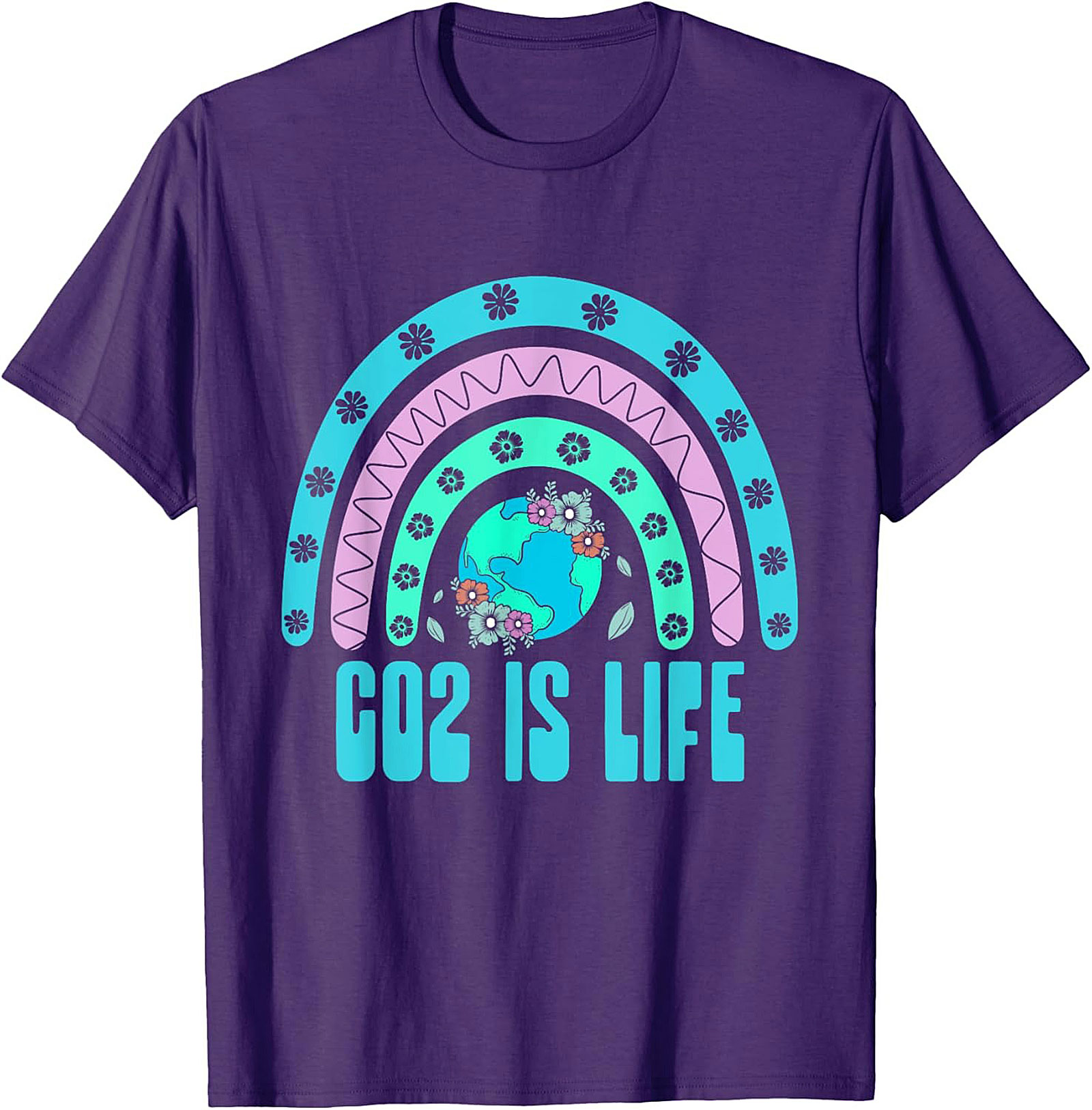 CO2 Is Life T-Shirt | Retro Earth & Rainbow Graphic Tee