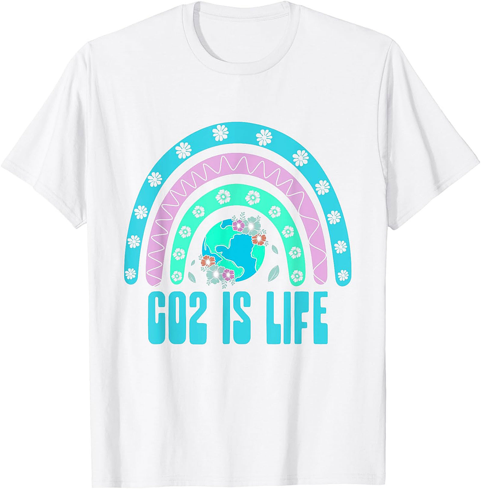 CO2 Is Life T-Shirt | Retro Earth & Rainbow Graphic Tee