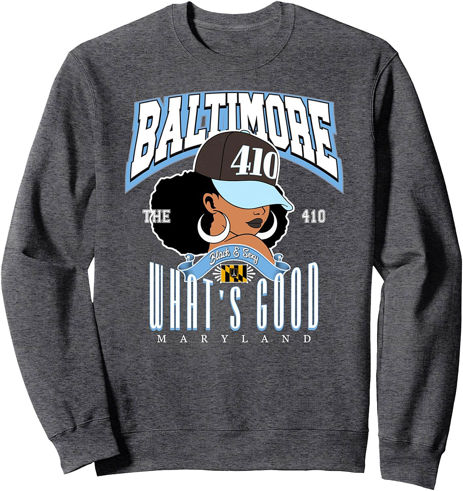 Baltimore 410 Graphic Sweatshirt Maryland Pride Crewneck