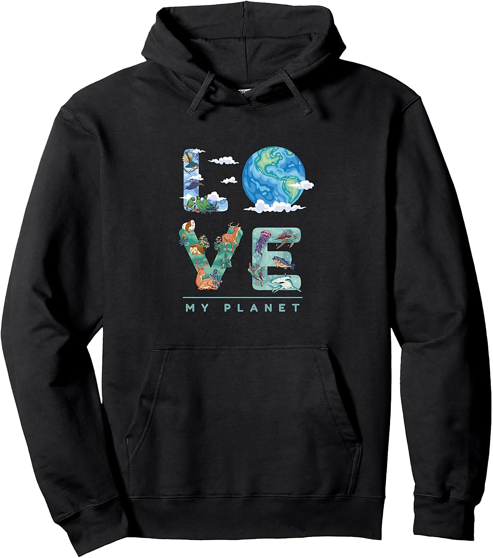 Love My Planet Hoodie | Nature Graphic Pullover Hoodie