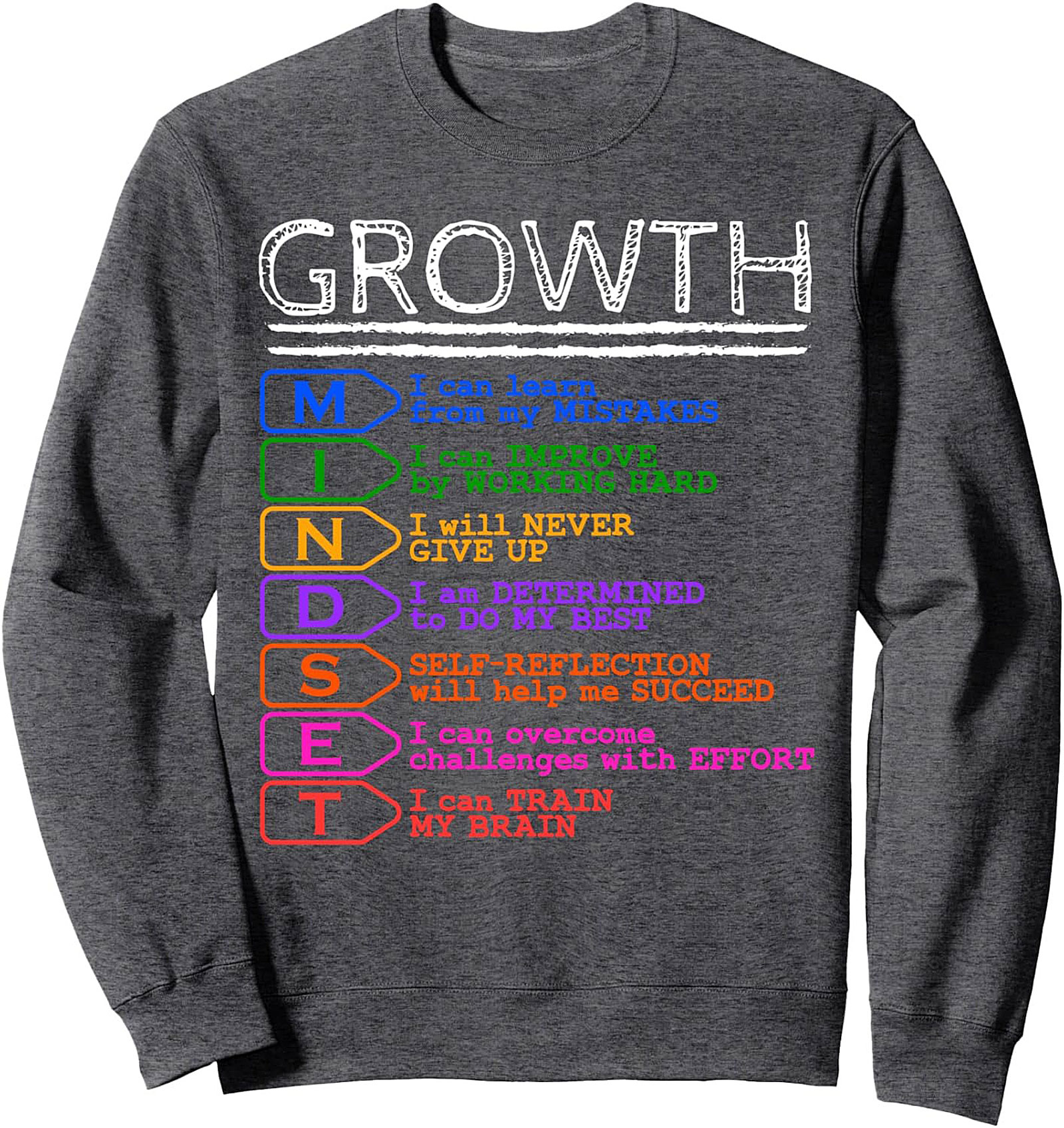  Growth Mindset Graphic Sweatshirt Motivational Crewneck
