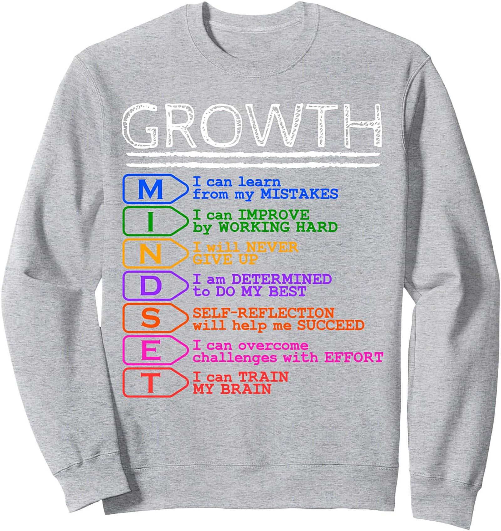  Growth Mindset Graphic Sweatshirt Motivational Crewneck
