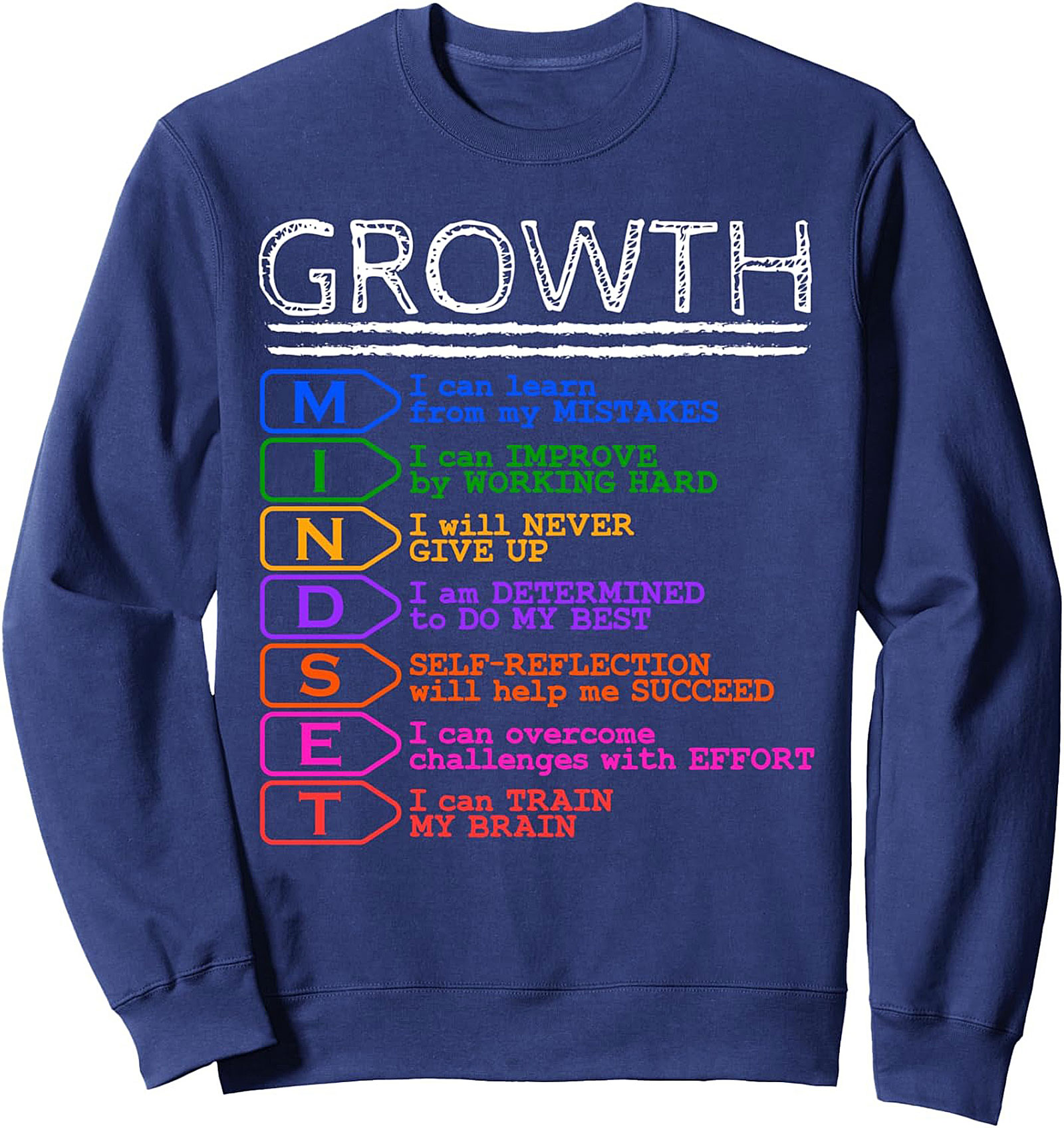  Growth Mindset Graphic Sweatshirt Motivational Crewneck