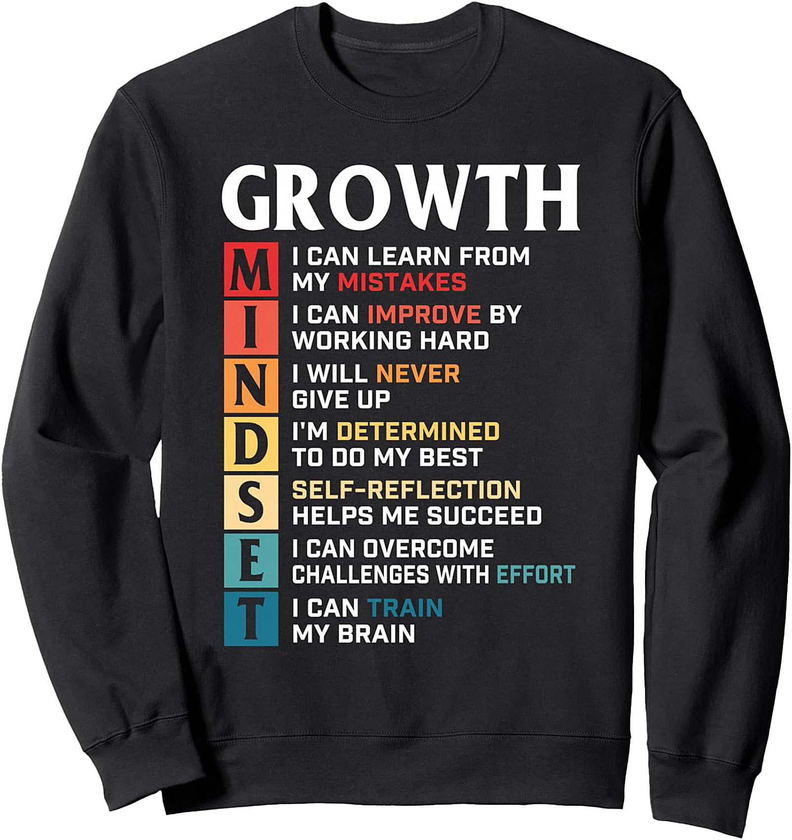 Growth Mindset Graphic Sweatshirt Inspirational Unisex Pullover