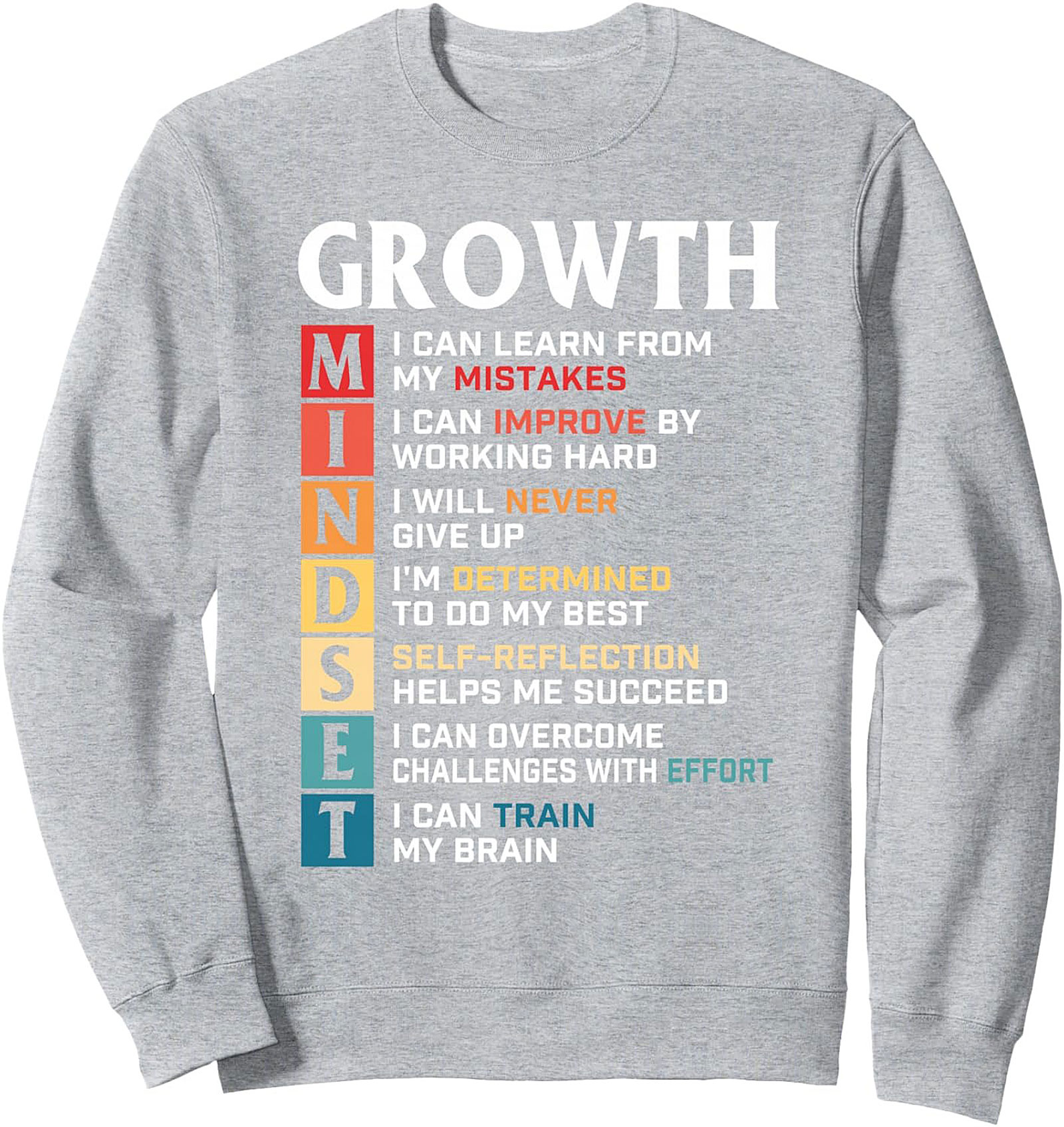 Growth Mindset Graphic Sweatshirt Inspirational Unisex Pullover