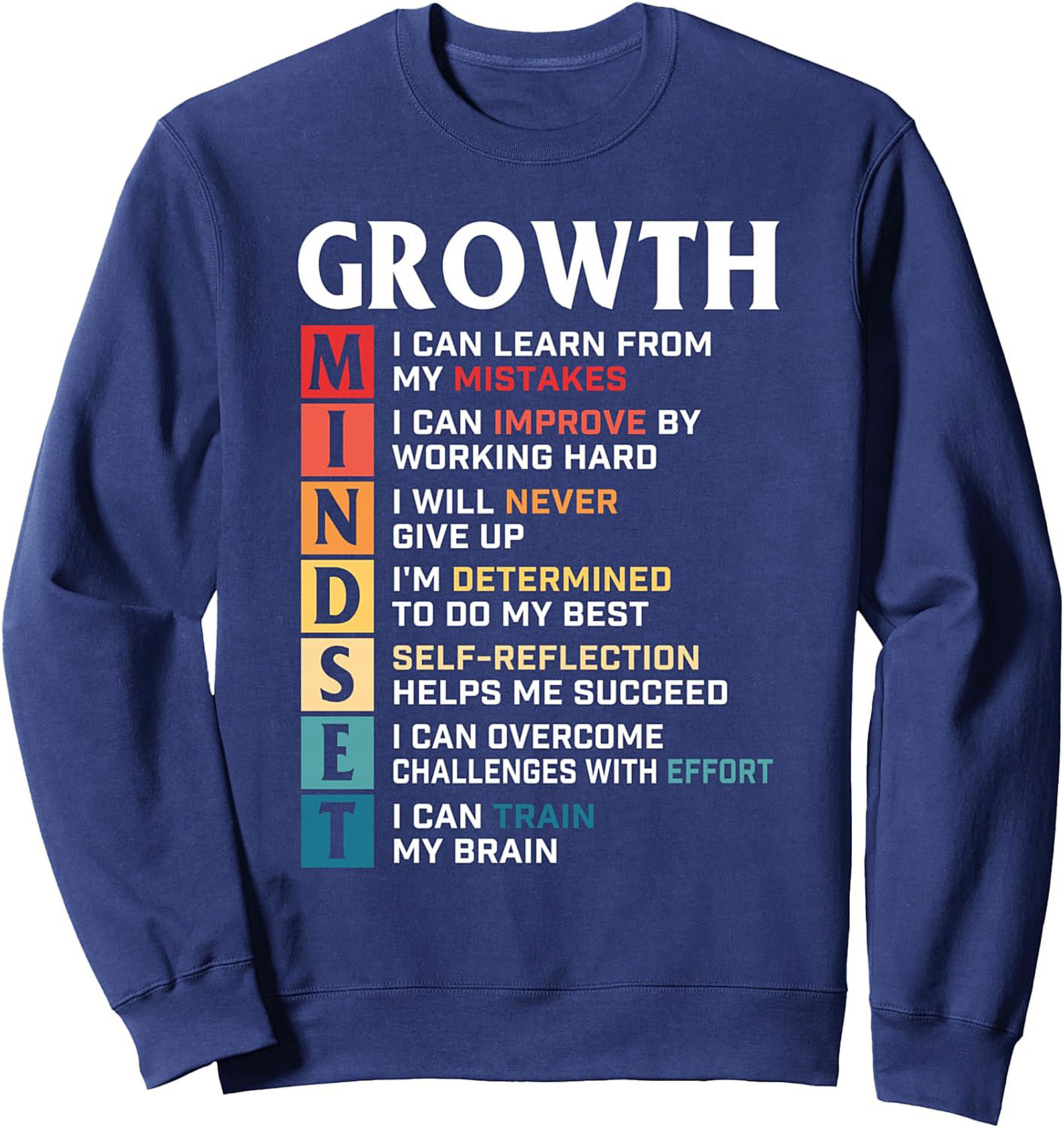 Growth Mindset Graphic Sweatshirt Inspirational Unisex Pullover
