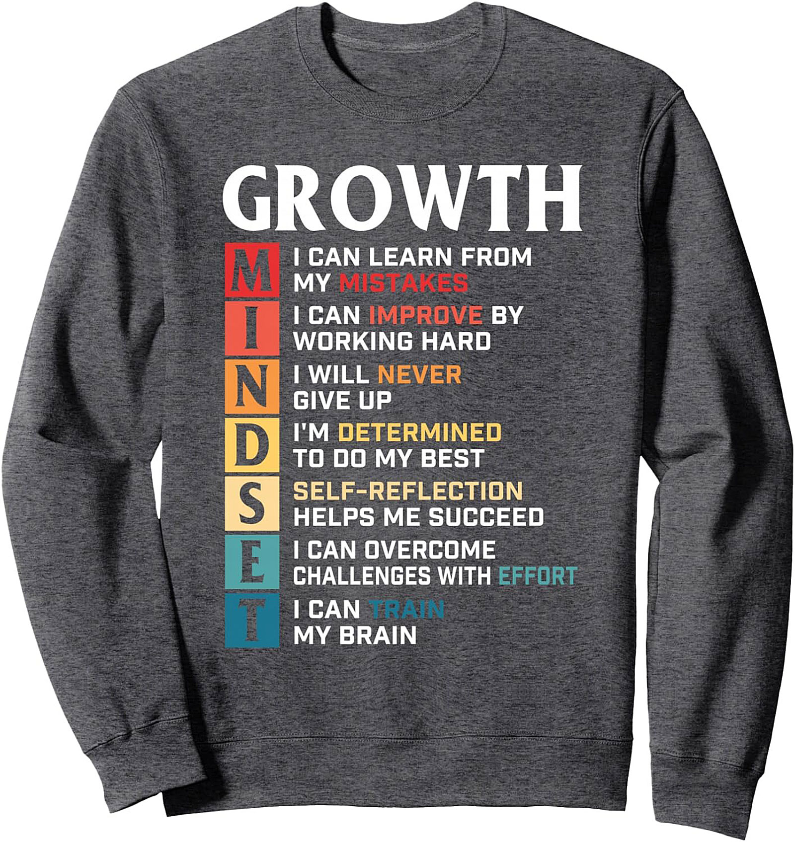 Growth Mindset Graphic Sweatshirt Inspirational Unisex Pullover