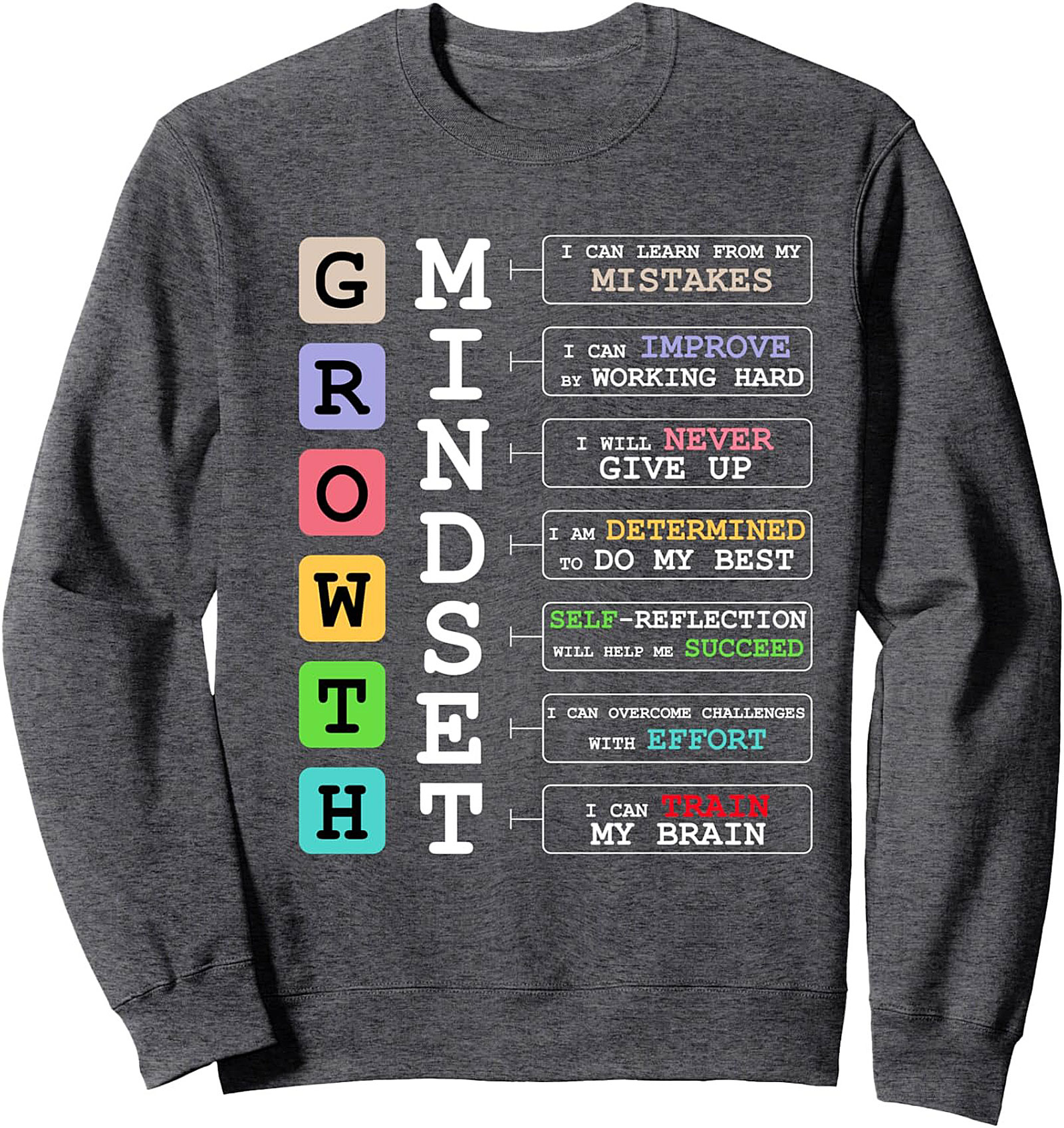 Growth Mindset Graphic Sweatshirt Inspirational Crewneck