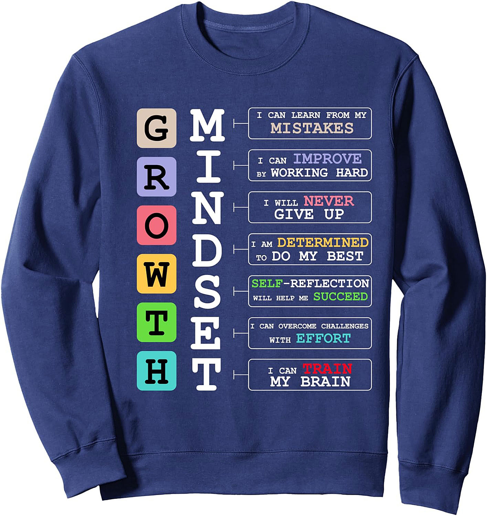 Growth Mindset Graphic Sweatshirt Inspirational Crewneck