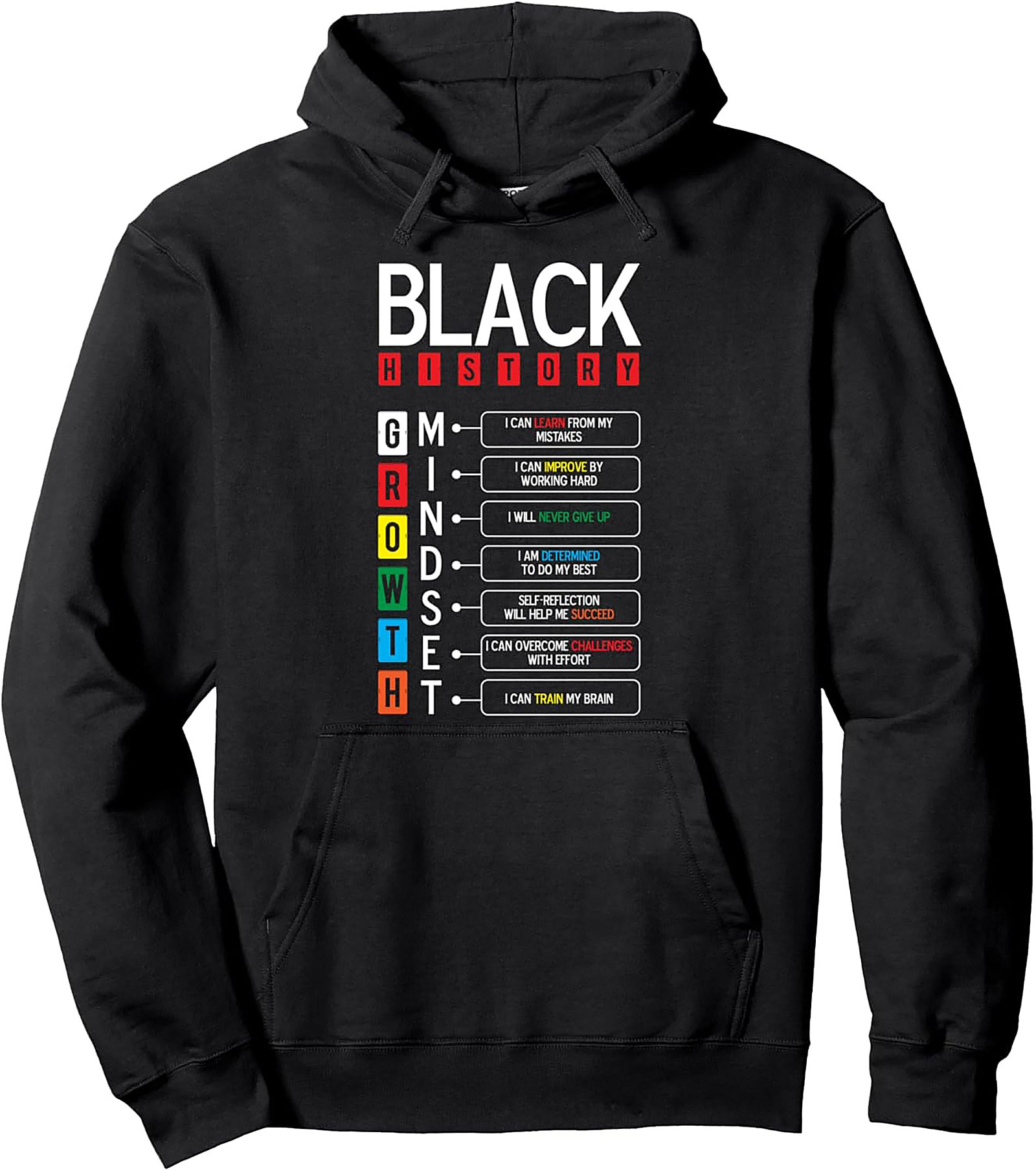 Black History Growth Mindset Pullover Hoodie Cozy Streetwear