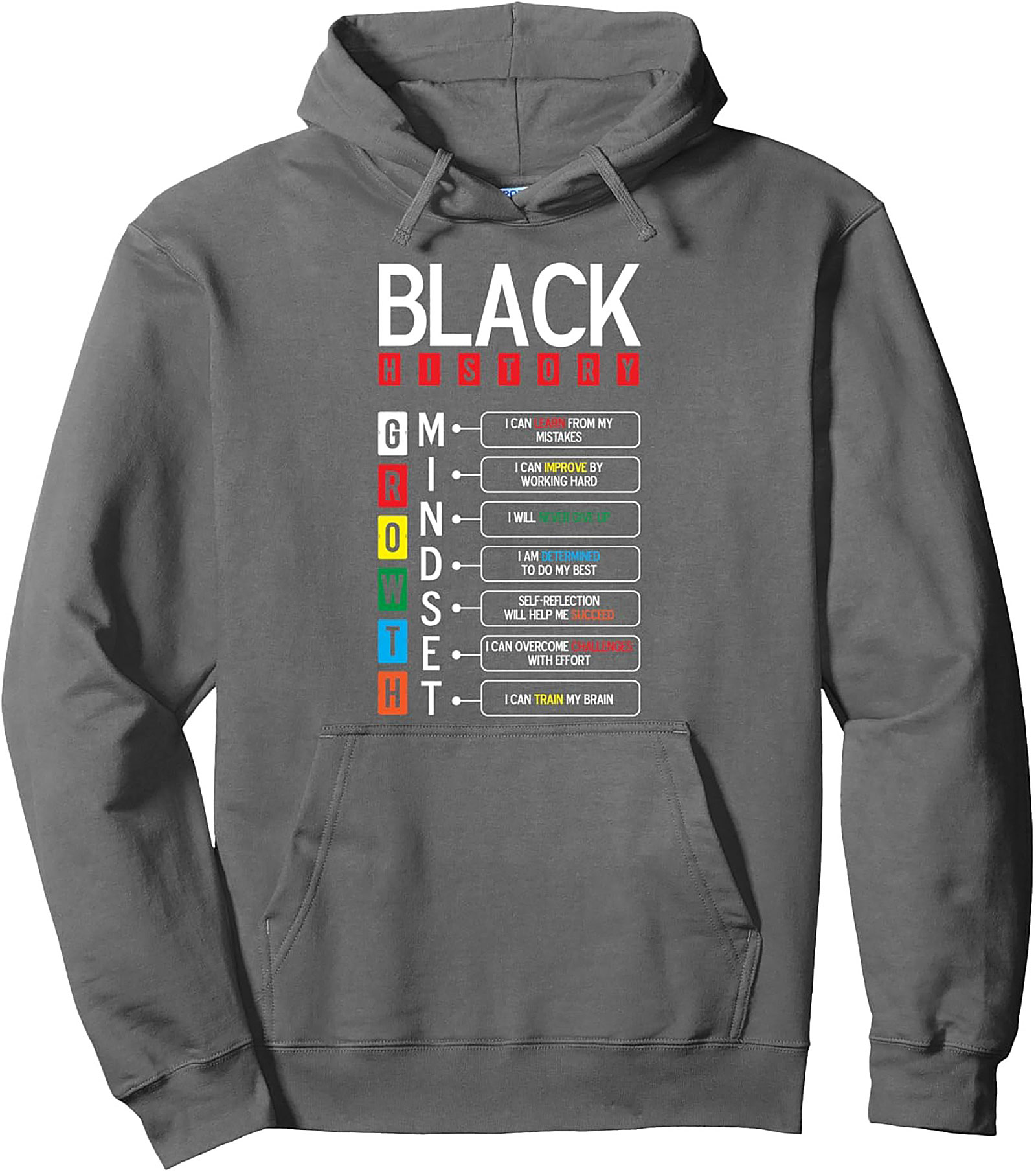  Black History Growth Mindset Pullover Hoodie Cozy Streetwear
